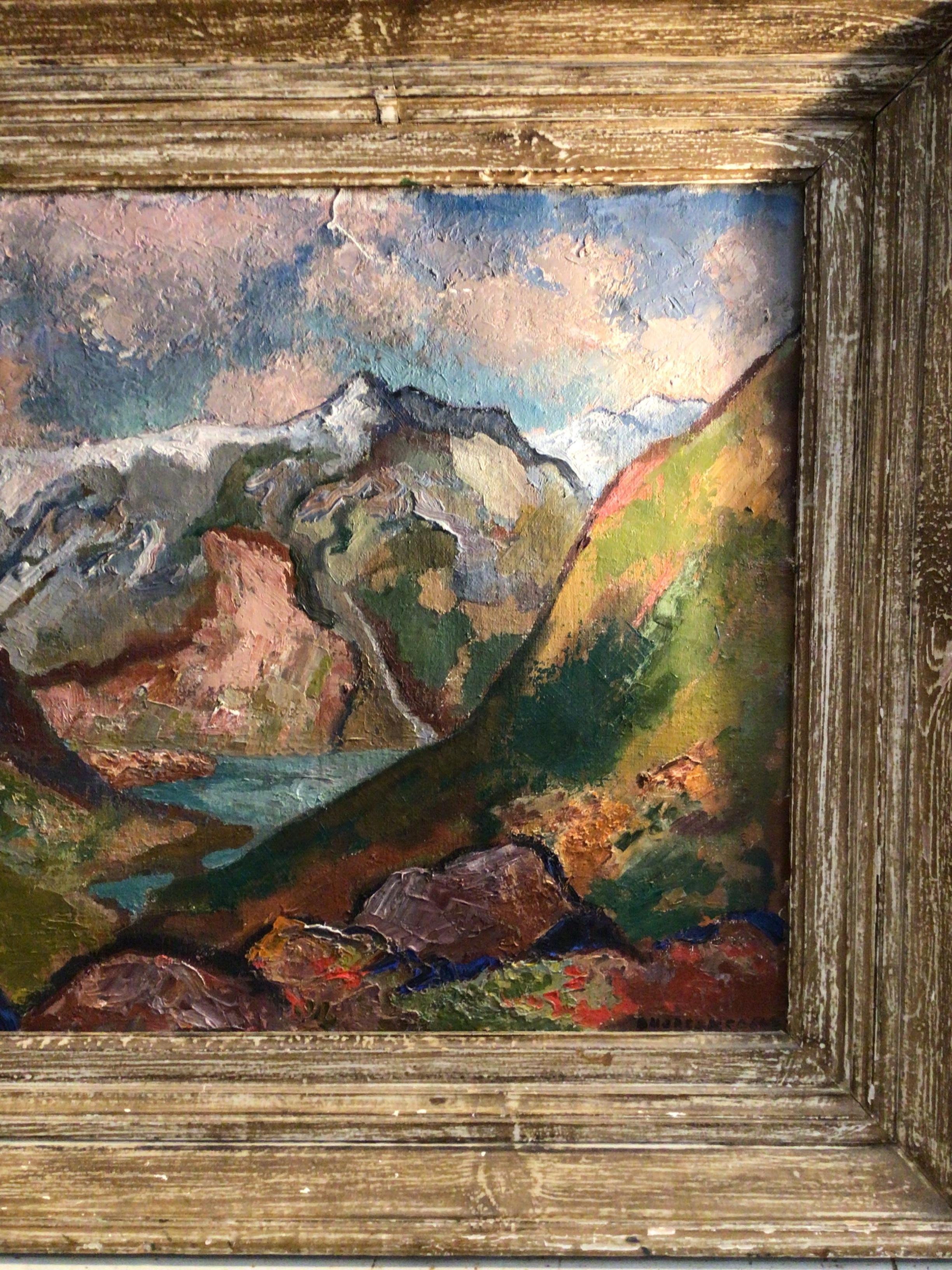 Mid Century Swedish Norwegian Landscape Oil Painting Artist Brita Nordencreutz For Sale 4