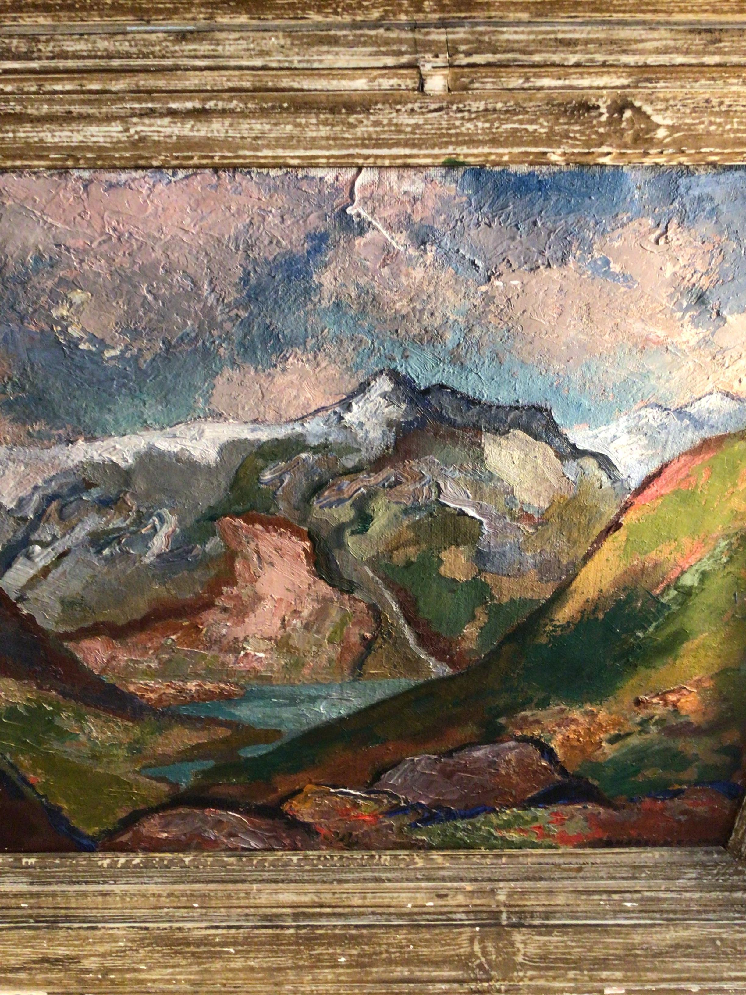 Mid Century Swedish Norwegian Landscape Oil Painting Artist Brita Nordencreutz For Sale 7