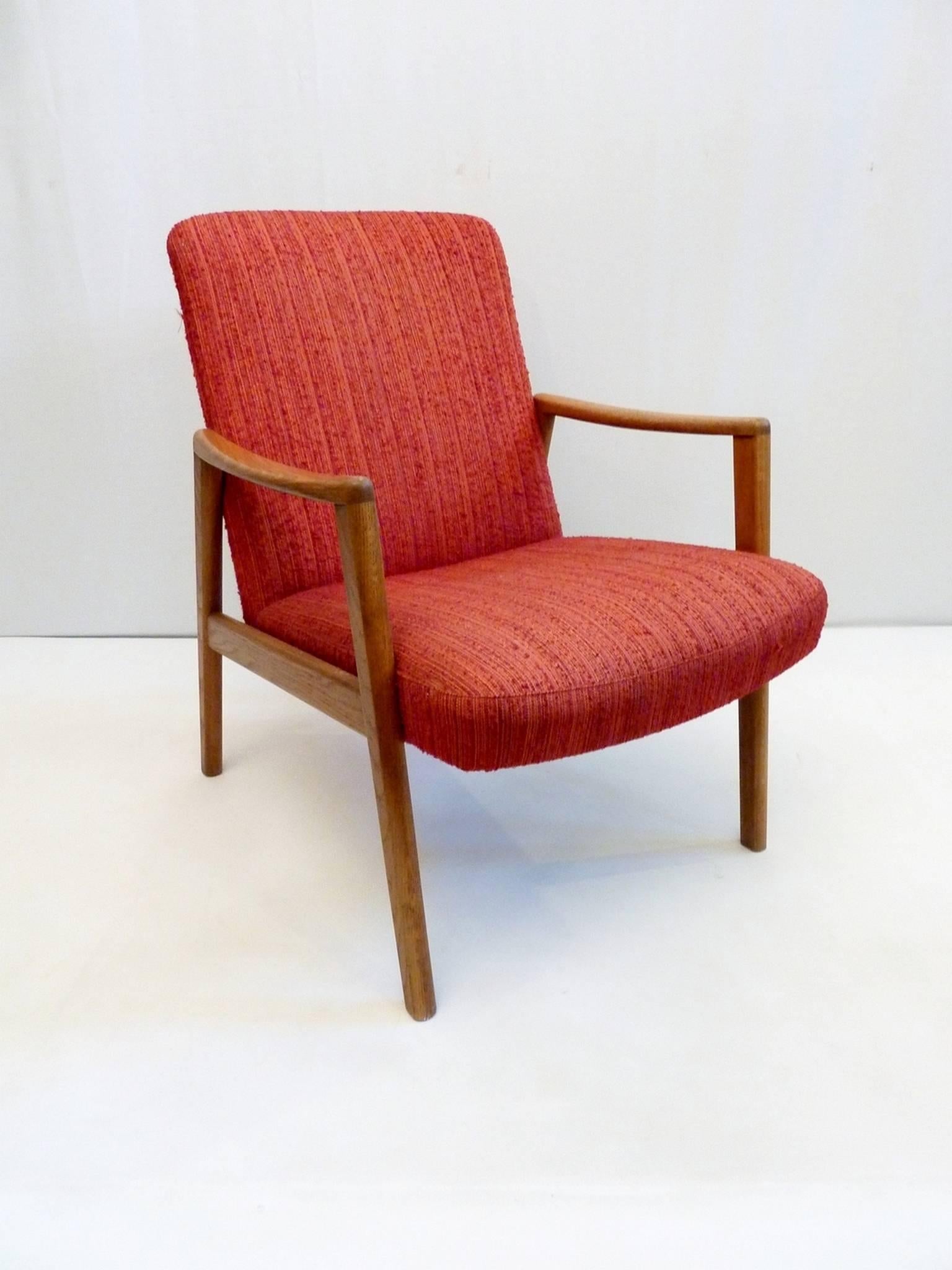 Mid-Century Modern Midcentury Swedish Oak and Wool Easychairs For Sale
