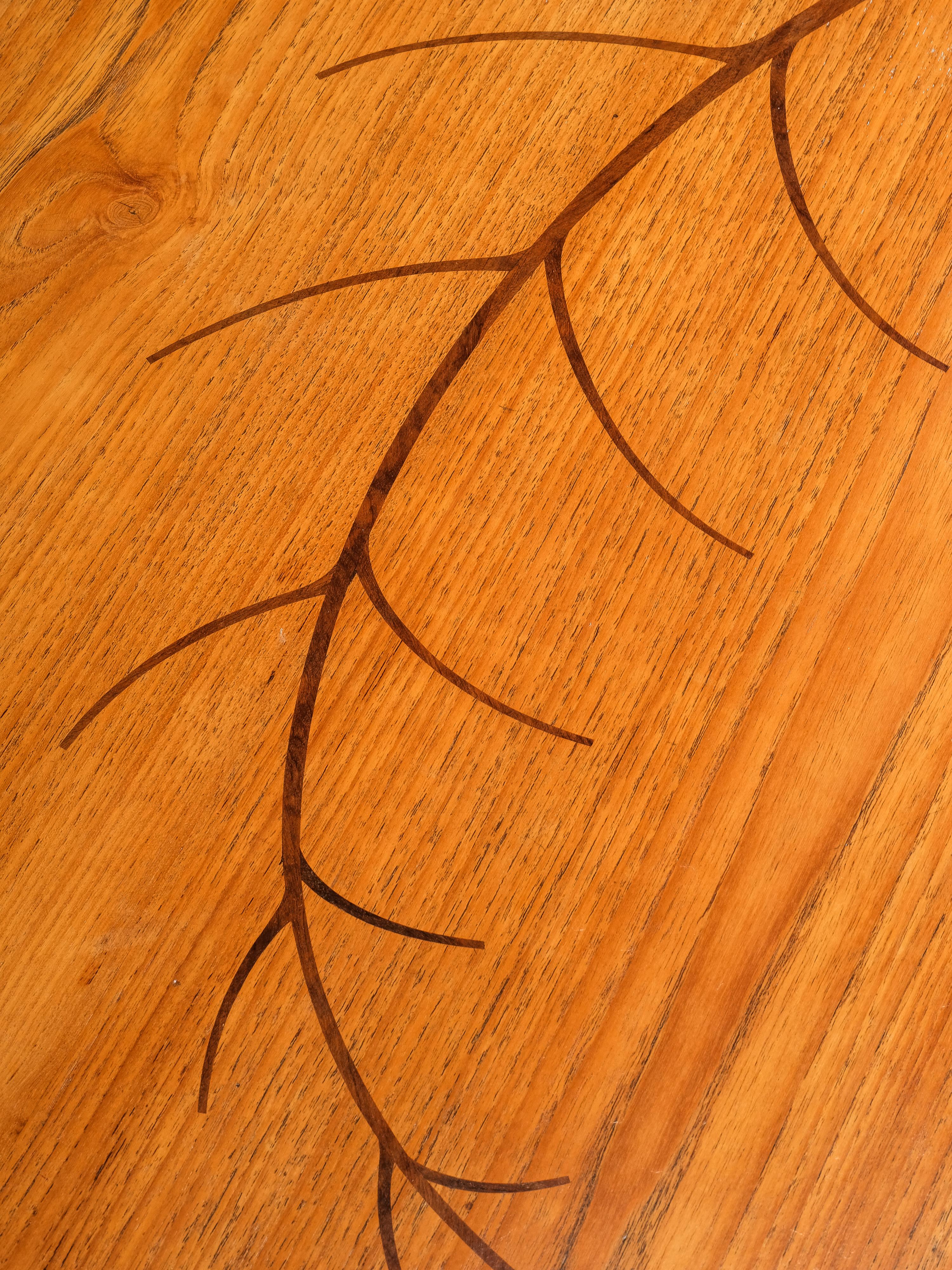 Mid-Century Swedish Organic Form Teak Coffee Table with Inlay, 1950s For Sale 3