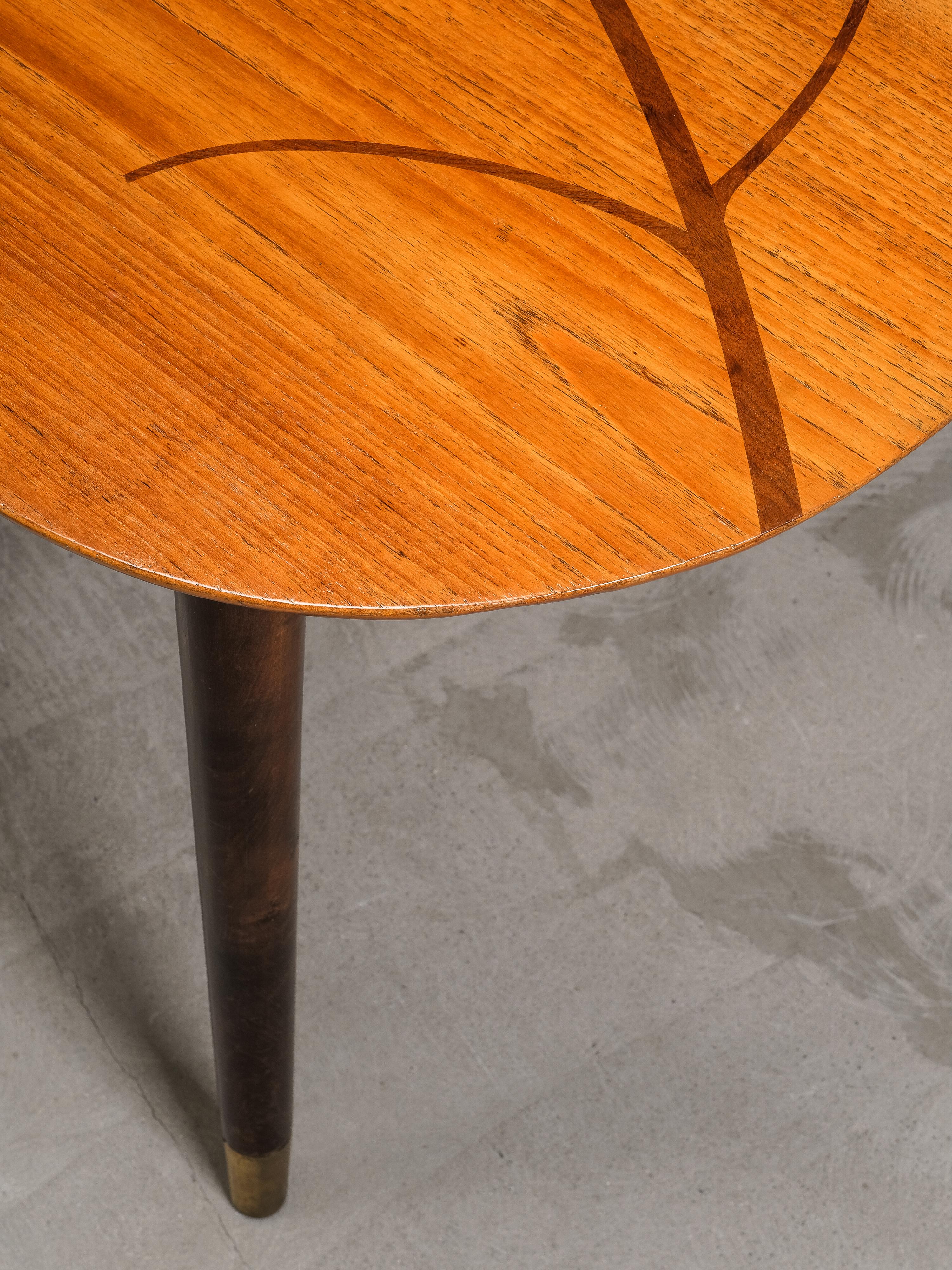 Mid-Century Swedish Organic Form Teak Coffee Table with Inlay, 1950s For Sale 4