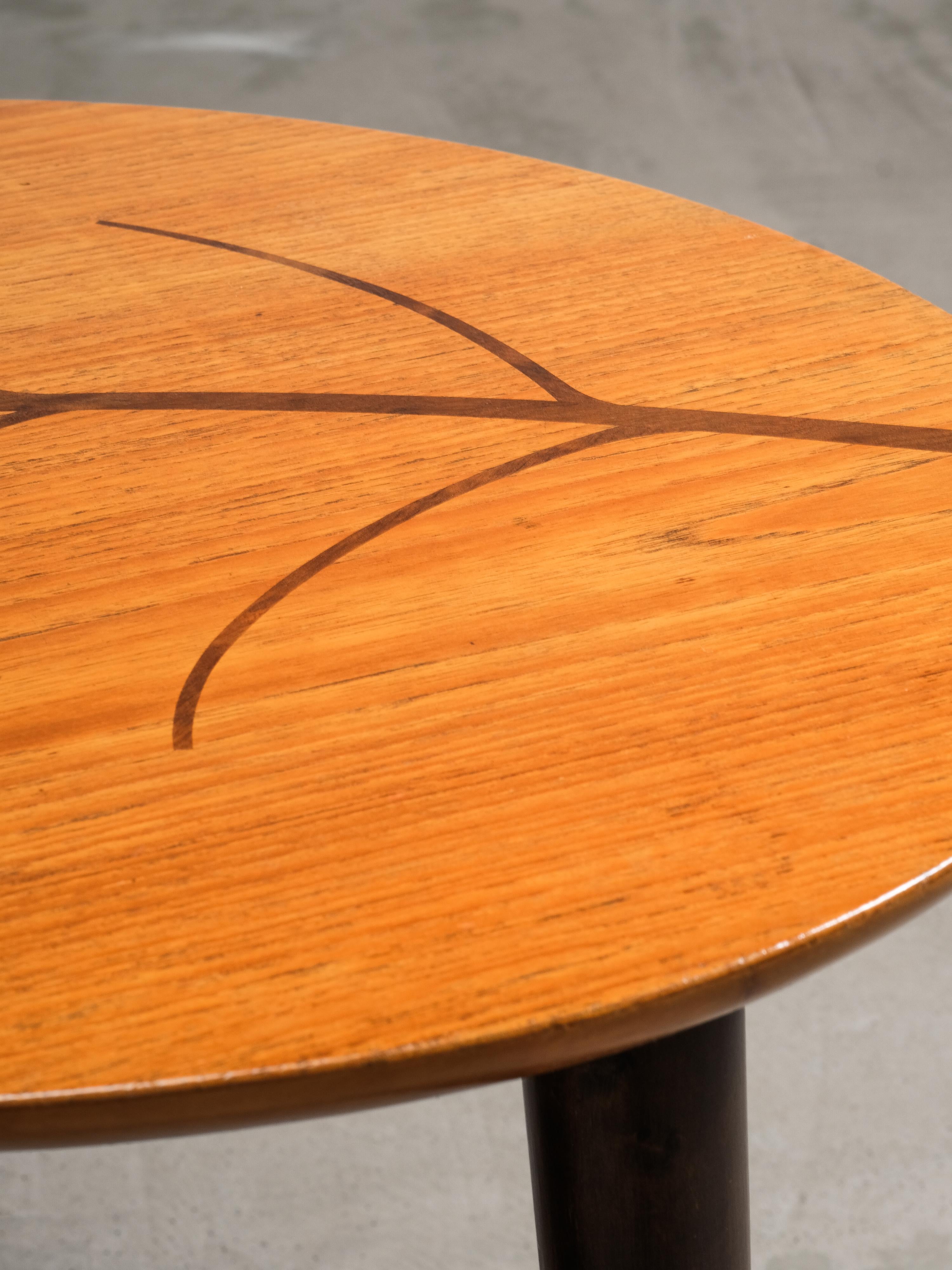 Mid-Century Swedish Organic Form Teak Coffee Table with Inlay, 1950s For Sale 5