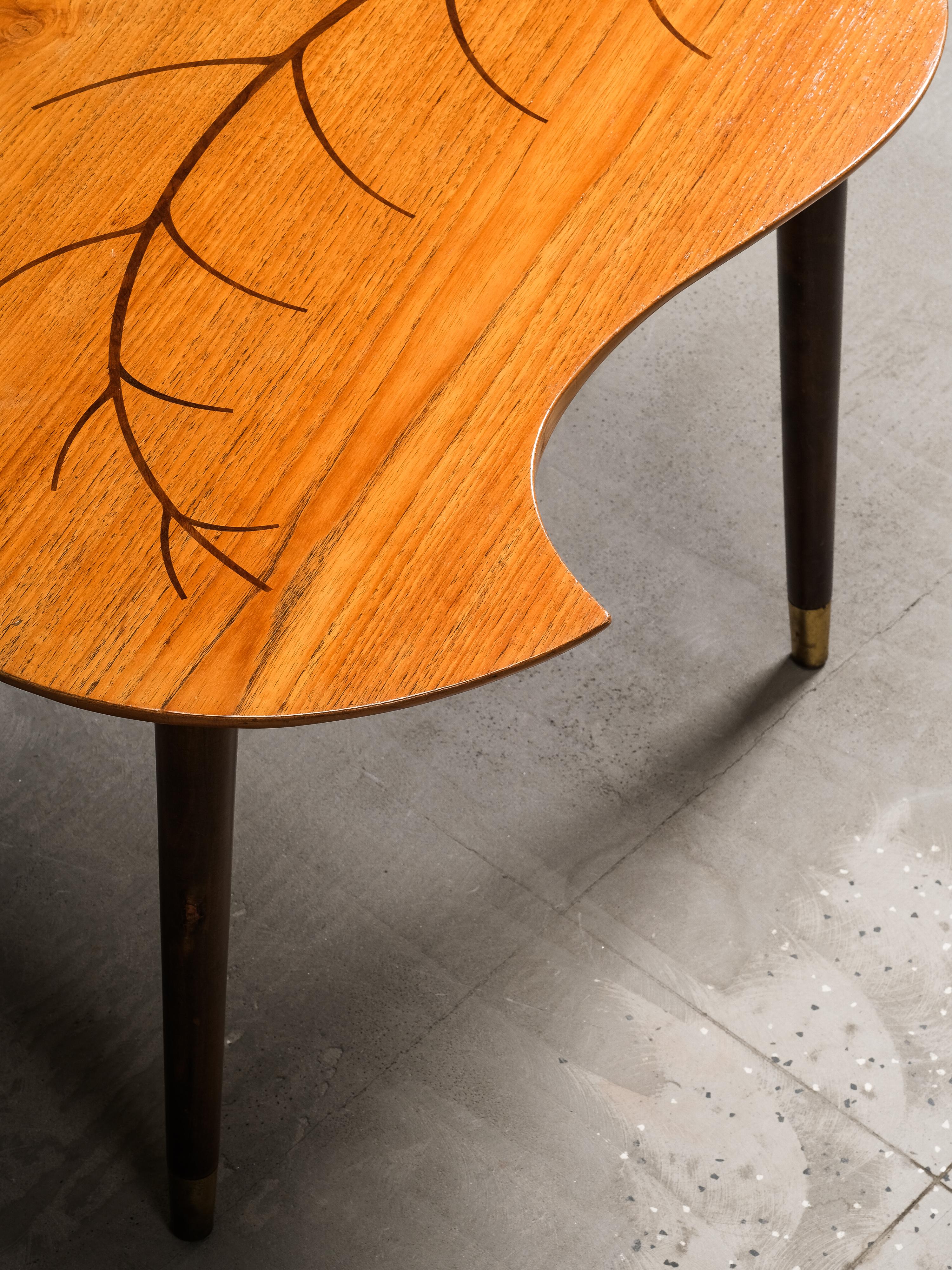 Mid-Century Swedish Organic Form Teak Coffee Table with Inlay, 1950s For Sale 6