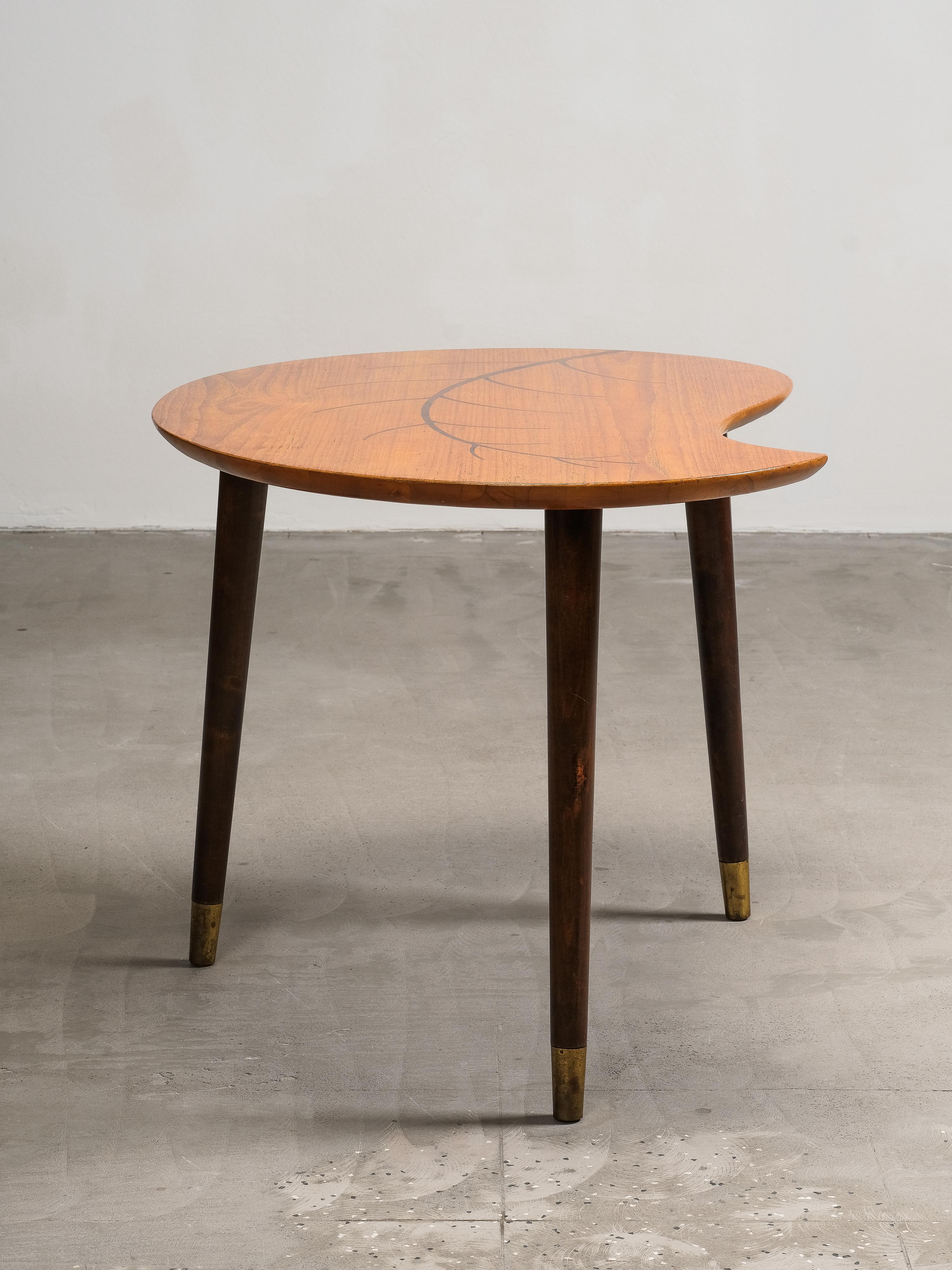 Mid-Century Swedish Organic Form Teak Coffee Table with Inlay, 1950s For Sale 10