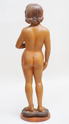 Mid-Century Swedish Outsiders Art "Eve and the Serpent" Sculpture in Wood