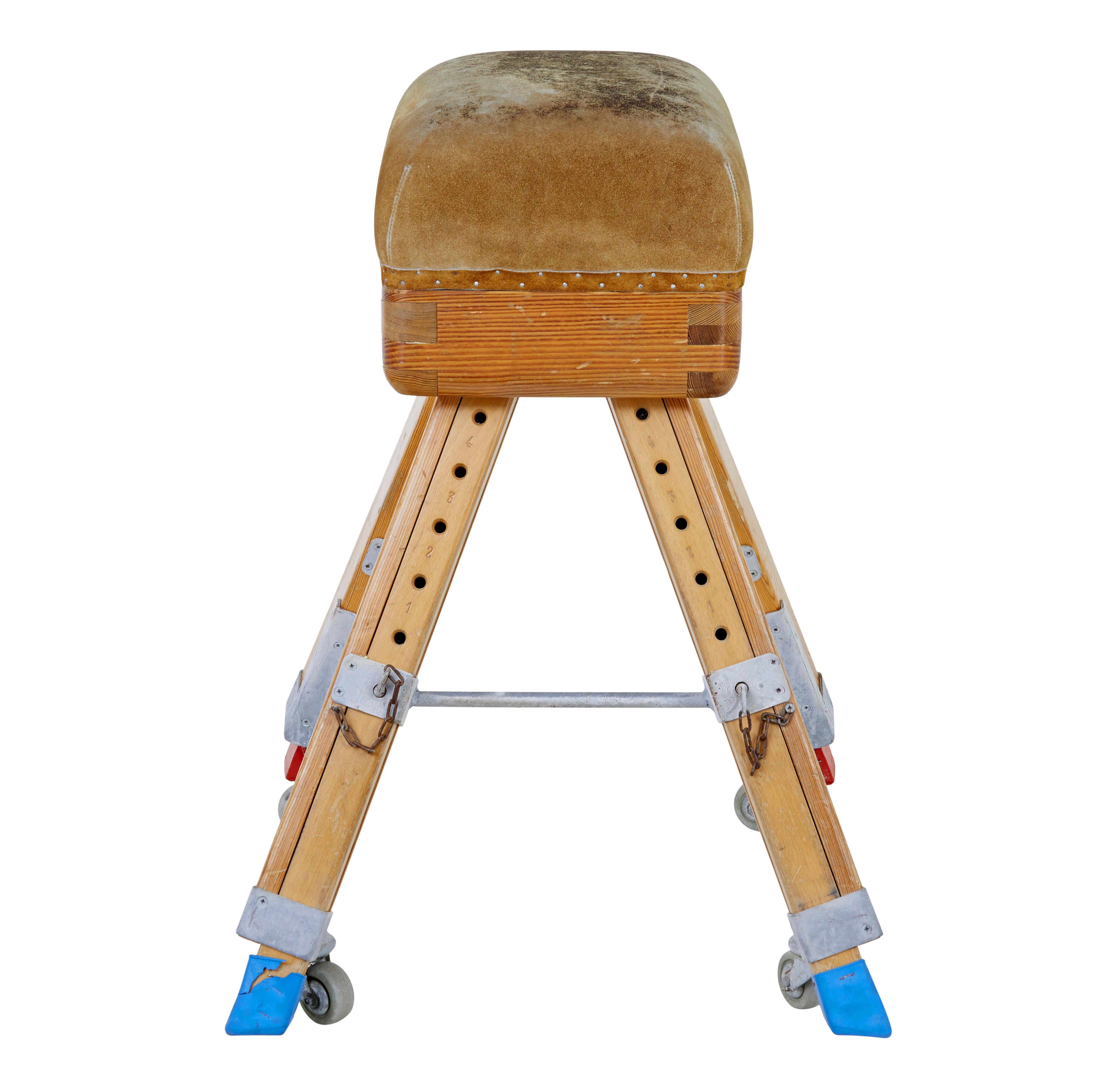 Pine Mid century Swedish pine gym horse For Sale