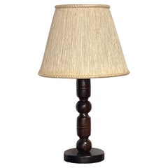 Mid century Swedish pine table lamp with jute rope lampshade