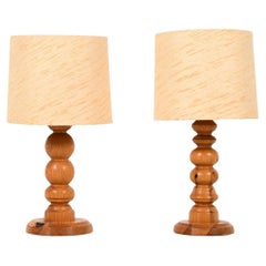 Mid-Century Swedish Pine Table Lamps, Signed, Circa 1970's