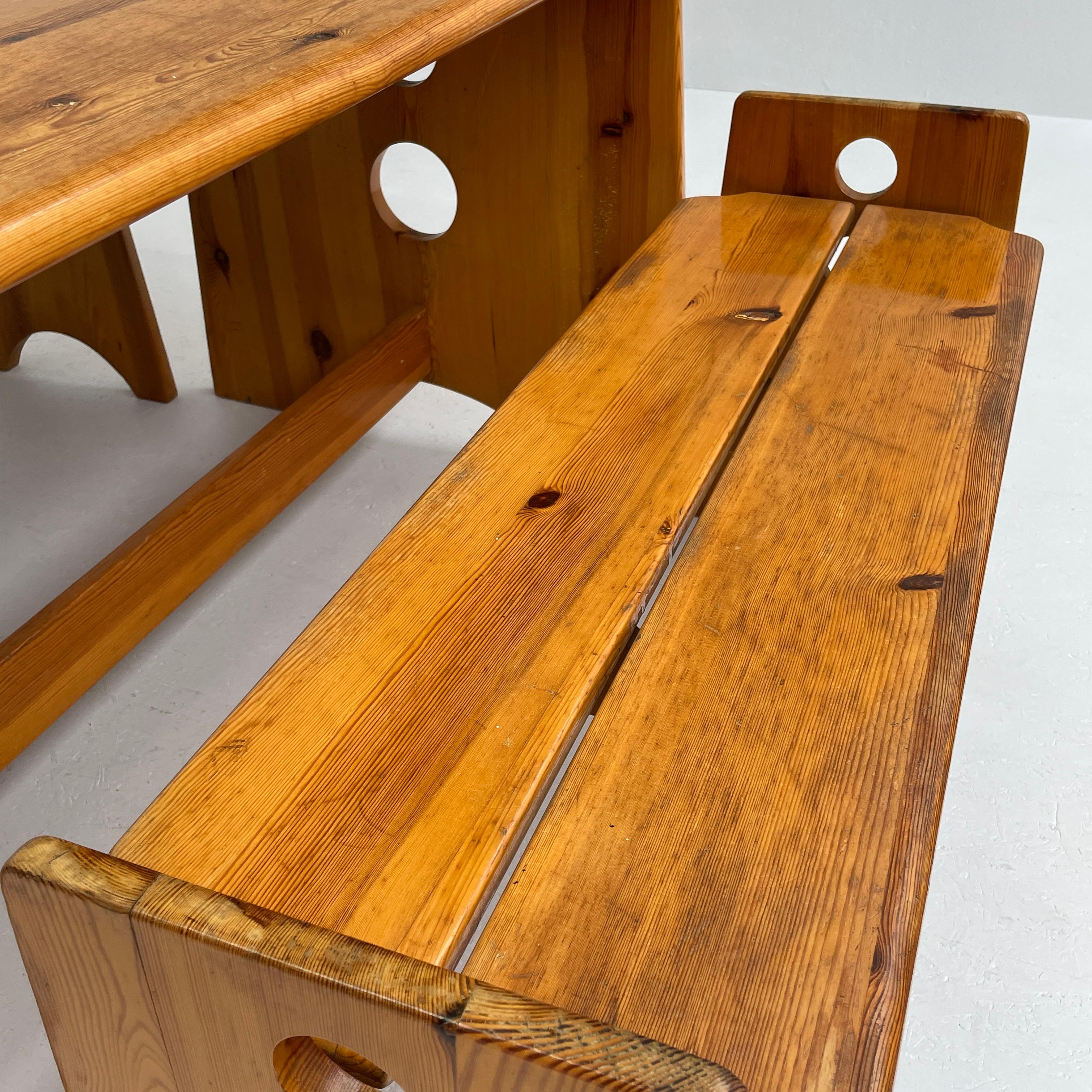 Mid-Century Swedish Pine Wood Benches & Dining Set from Gilbert Marklund 7