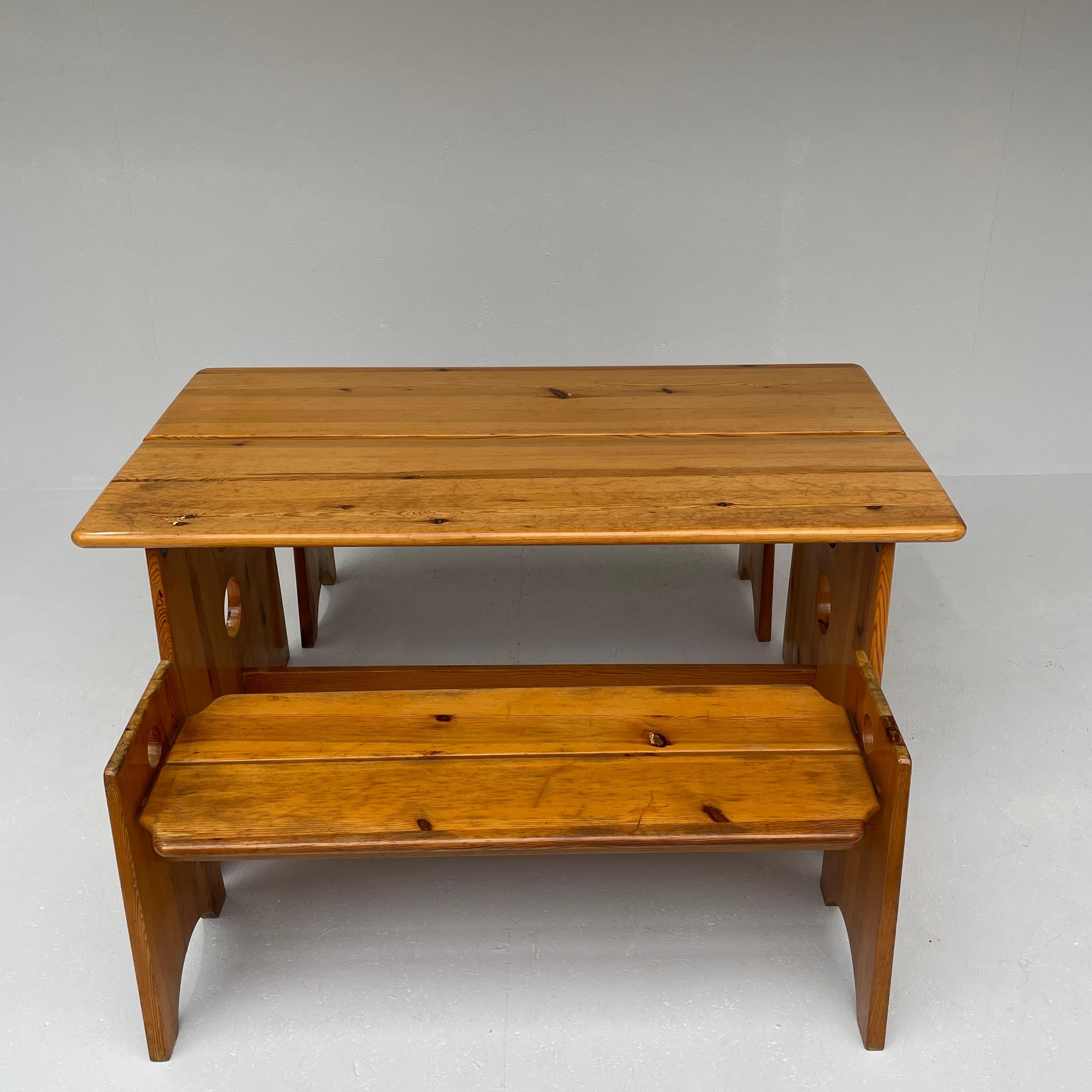 Mid-Century Swedish Pine Wood Benches & Dining Set from Gilbert Marklund 14