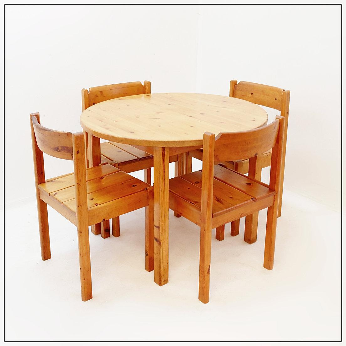 mid-century Swedish Pine Wood dining set - 1970s - 1 table & 4 chairs For Sale 8