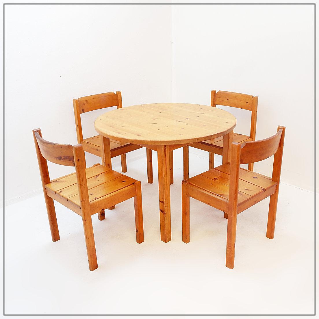 mid-century Swedish Pine Wood dining set - 1970s - 1 table & 4 chairs For Sale 3