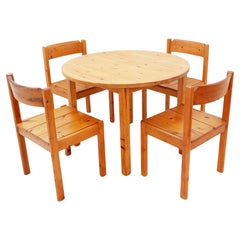 mid-century Swedish Pine Wood dining set - 1970s - 1 table & 4 chairs