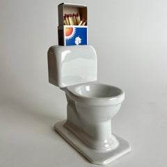 Mid-Century Swedish Porcelain Match Holder and Ashtray, Toilet Form