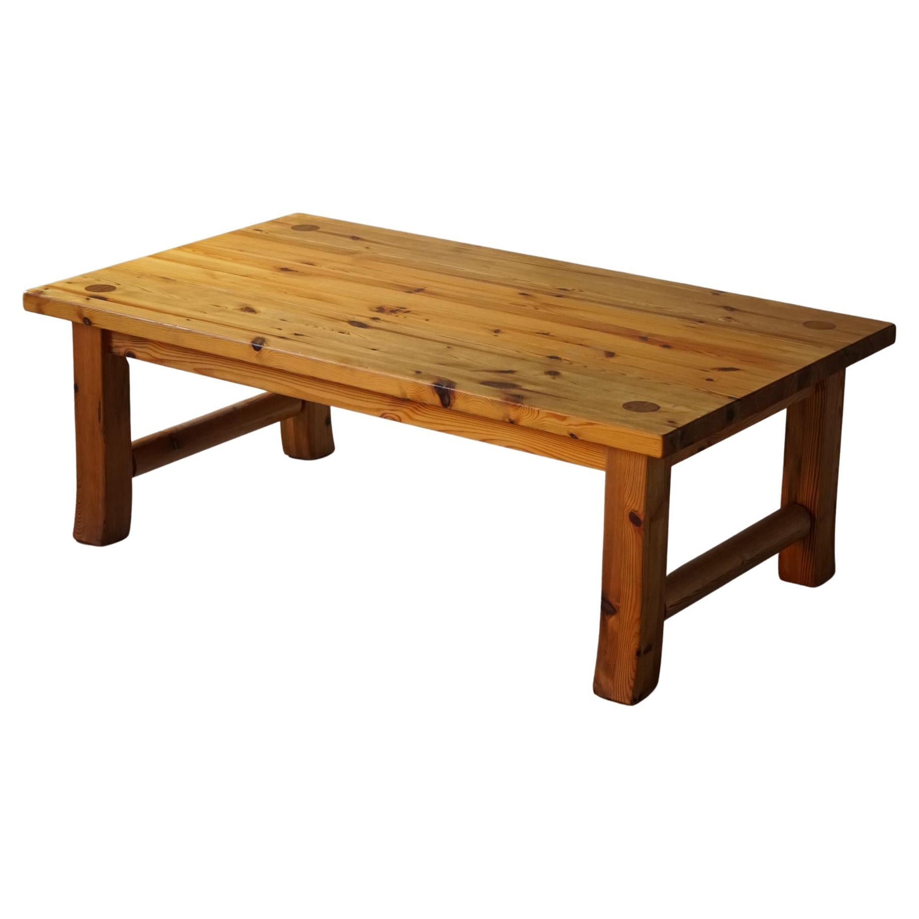 Mid Century Swedish Rectangular Table in Solid Pine, Made by Östen Kristiansson For Sale