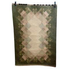 Vintage Mid-Century Swedish Röllakan, Flat-Weave By Brita Svefors "Opal"