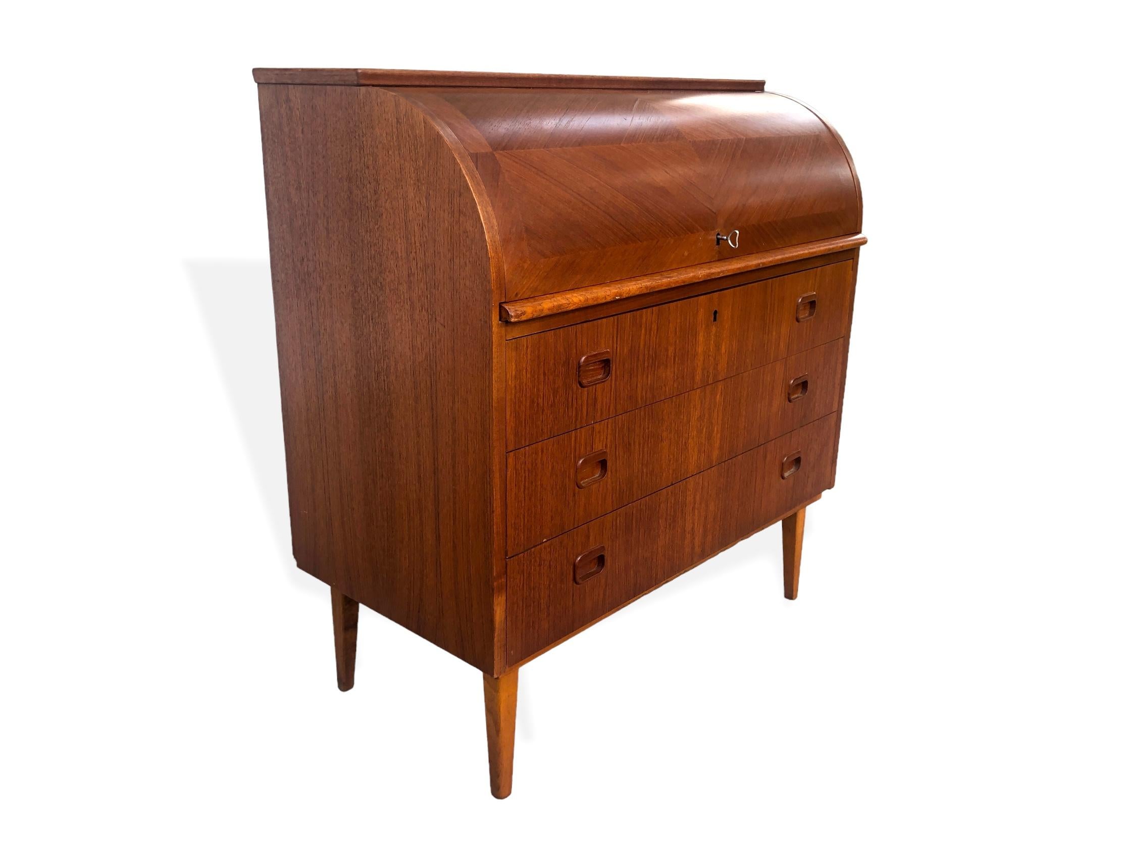 Mid-Century Modern Midcentury Swedish Rolltop Secretary Desk by Egon Ostergaard For Sale