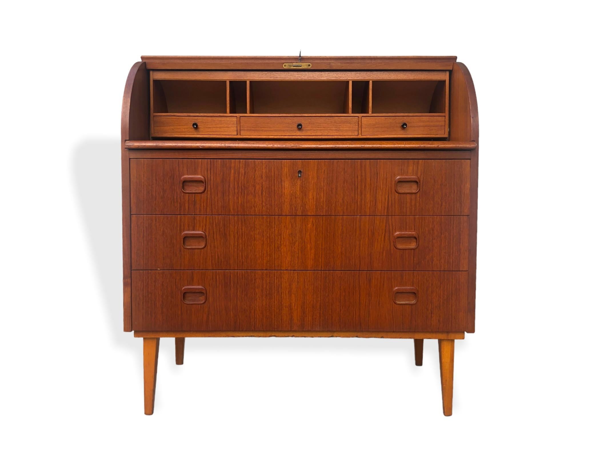Mid-Century Modern Midcentury Swedish Rolltop Secretary Desk by Egon Ostergaard