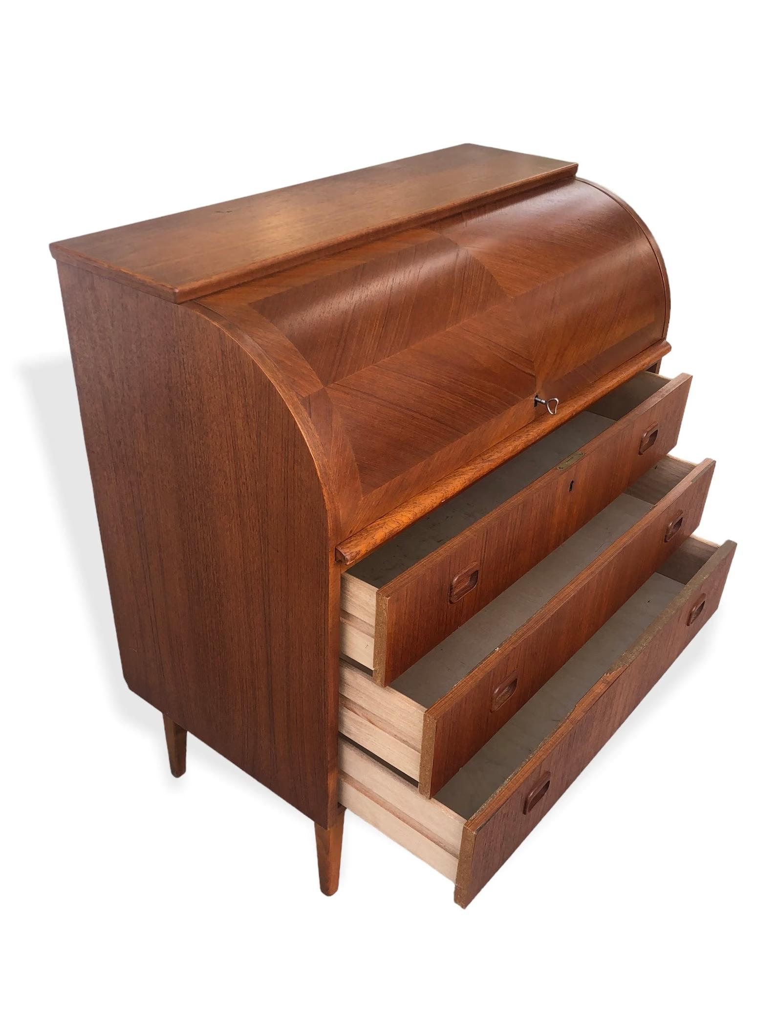 Mid-20th Century Midcentury Swedish Rolltop Secretary Desk by Egon Ostergaard