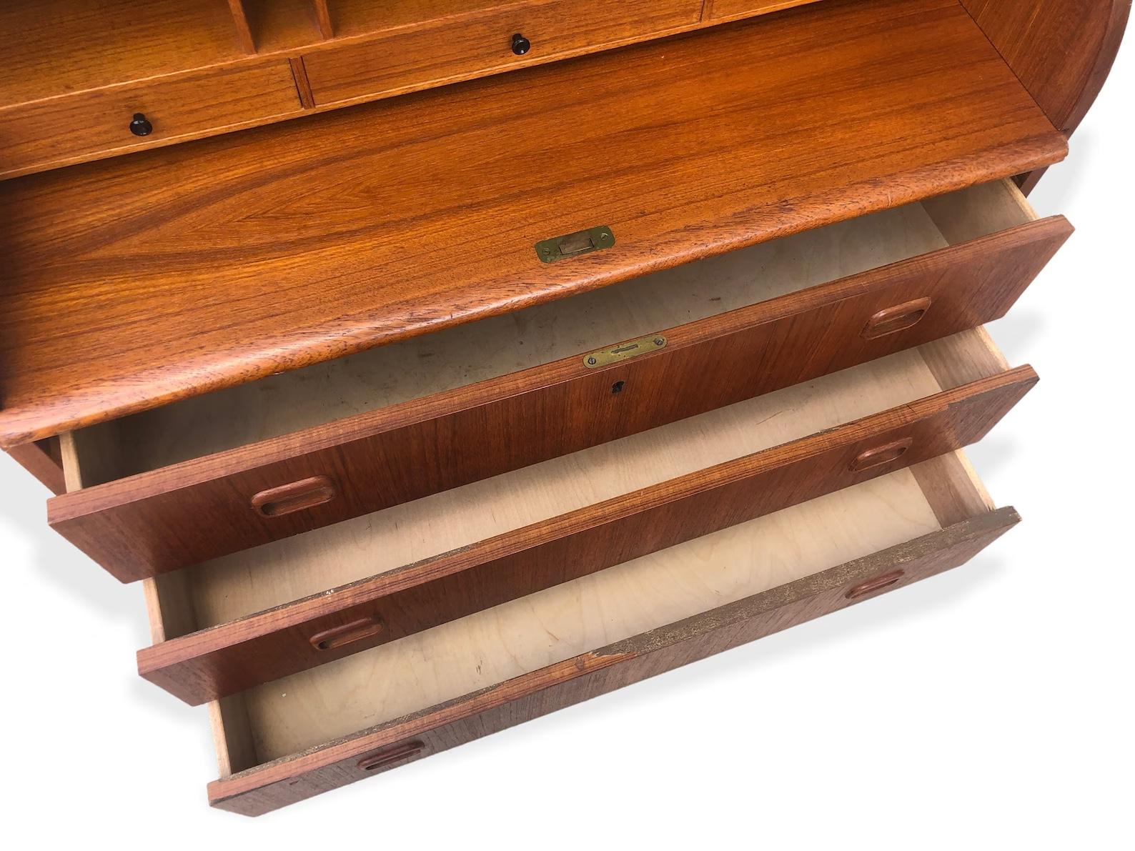 Wood Midcentury Swedish Rolltop Secretary Desk by Egon Ostergaard