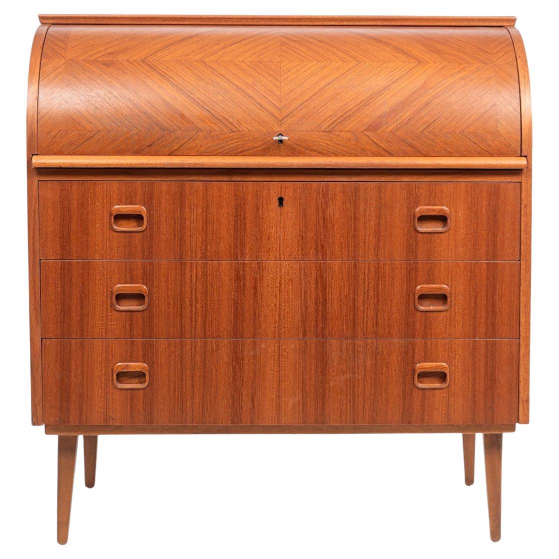 Midcentury Swedish Rolltop Secretary Desk by Egon Ostergaard