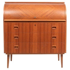 Retro Midcentury Swedish Rolltop Secretary Desk by Egon Ostergaard