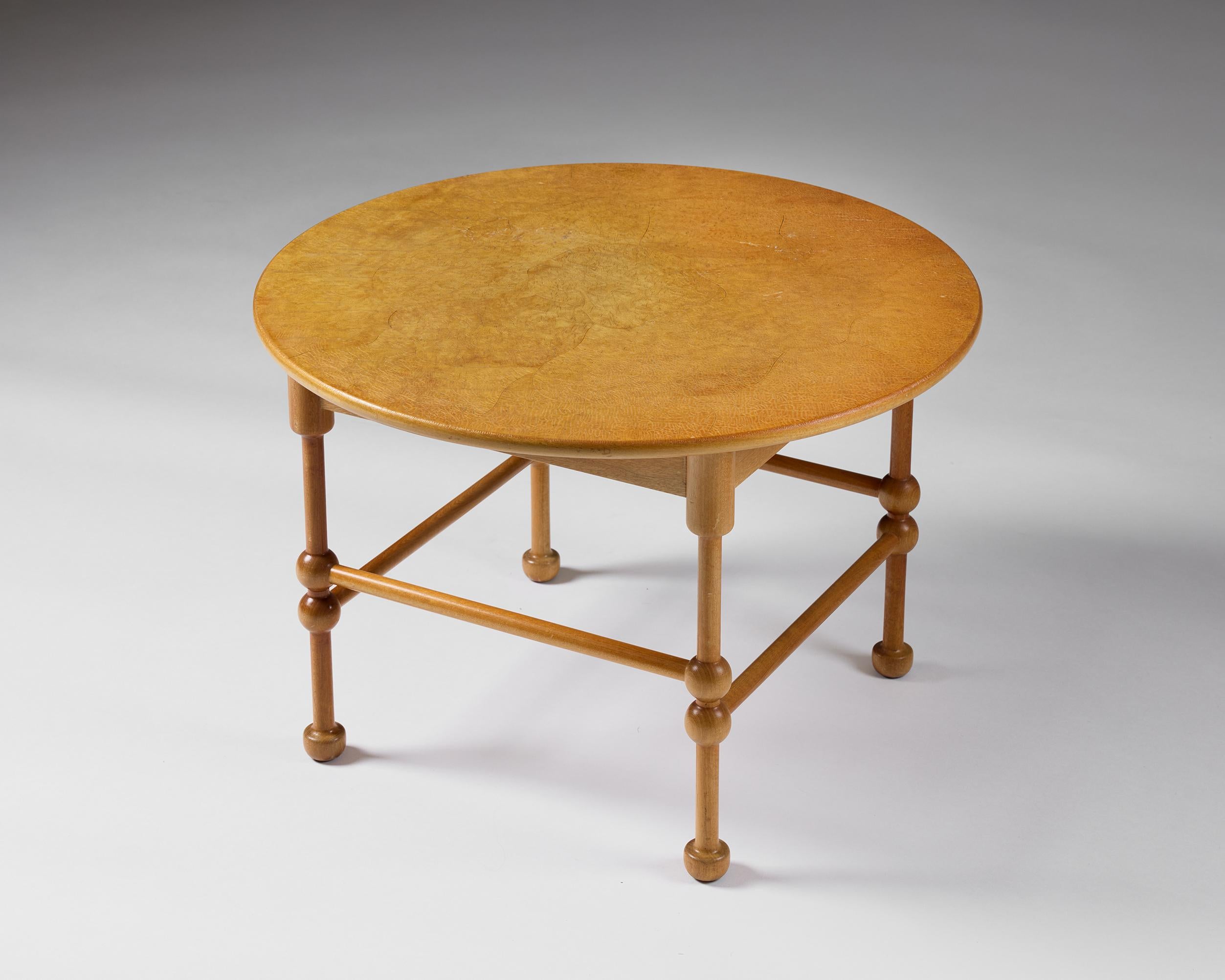 Elm Mid Century Swedish Round Mahogany Occasional Table by Josef Frank Model 2126 For Sale