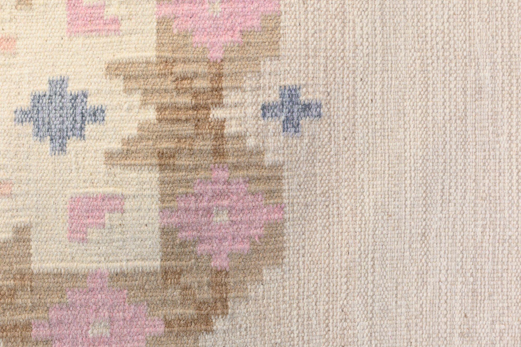 Tapis de course suédois du milieu du siècle dans les tons crème et Brown Bon état - En vente à London, England