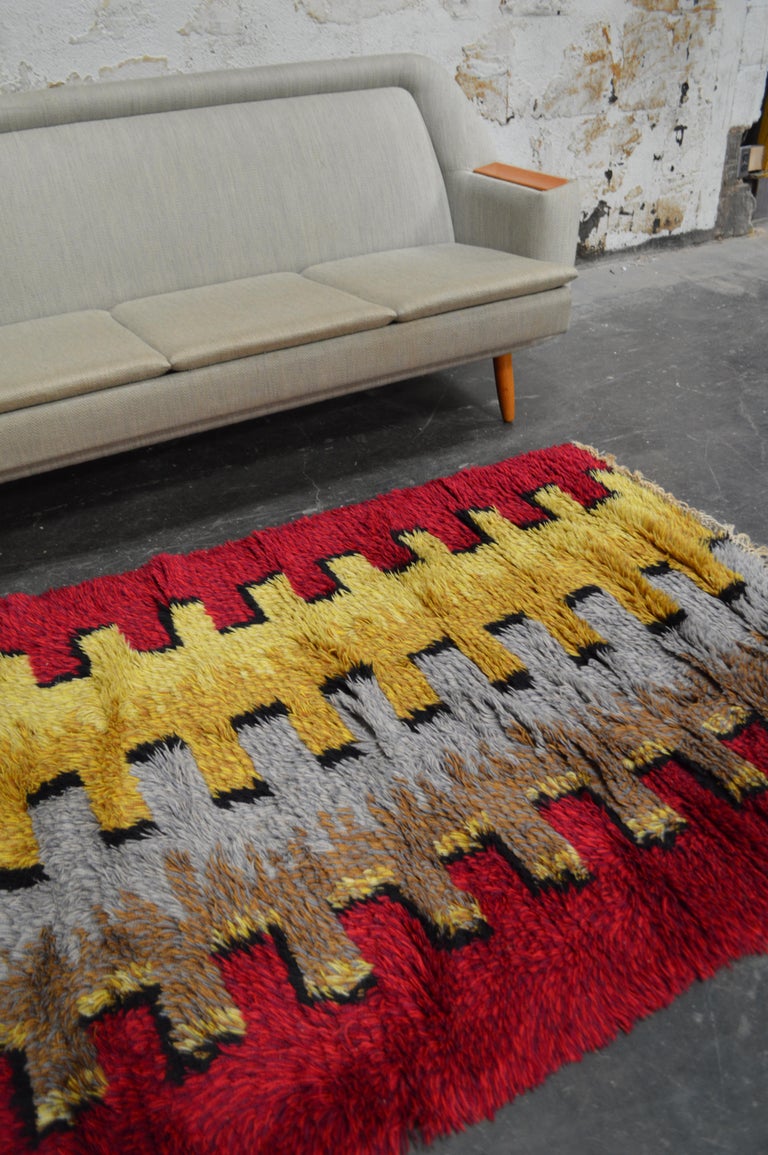Midcentury Swedish Rya Rug at 1stDibs