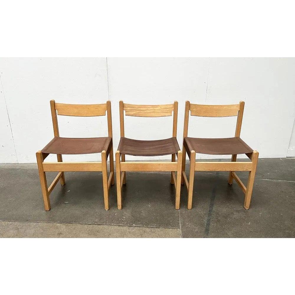 Mid-Century moderno Sedia Safari svedese di metà secolo, anni '60, Set di 3 in vendita