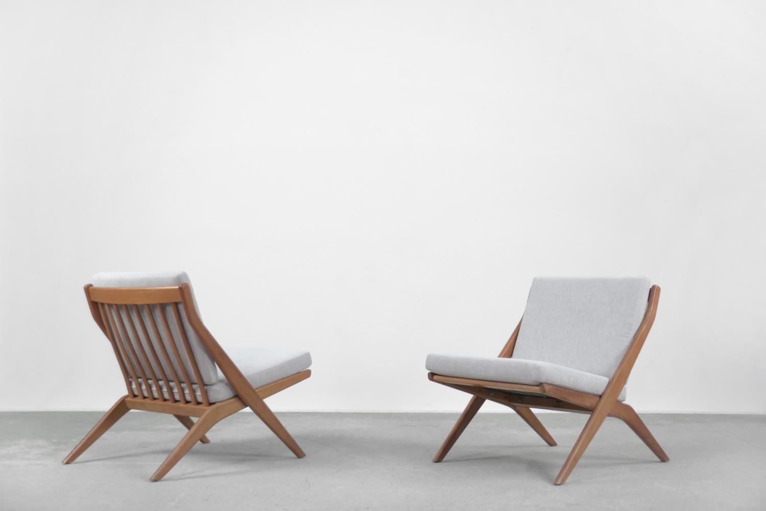 Pair of Mid-Century Modern Swedish Scissor Chairs by Folke Ohlsson for Bodafors For Sale 5