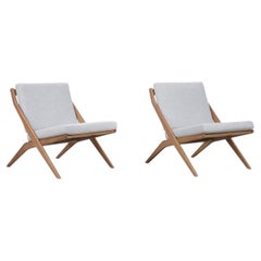 Pair of Mid-Century Modern Swedish Scissor Chairs by Folke Ohlsson for Bodafors