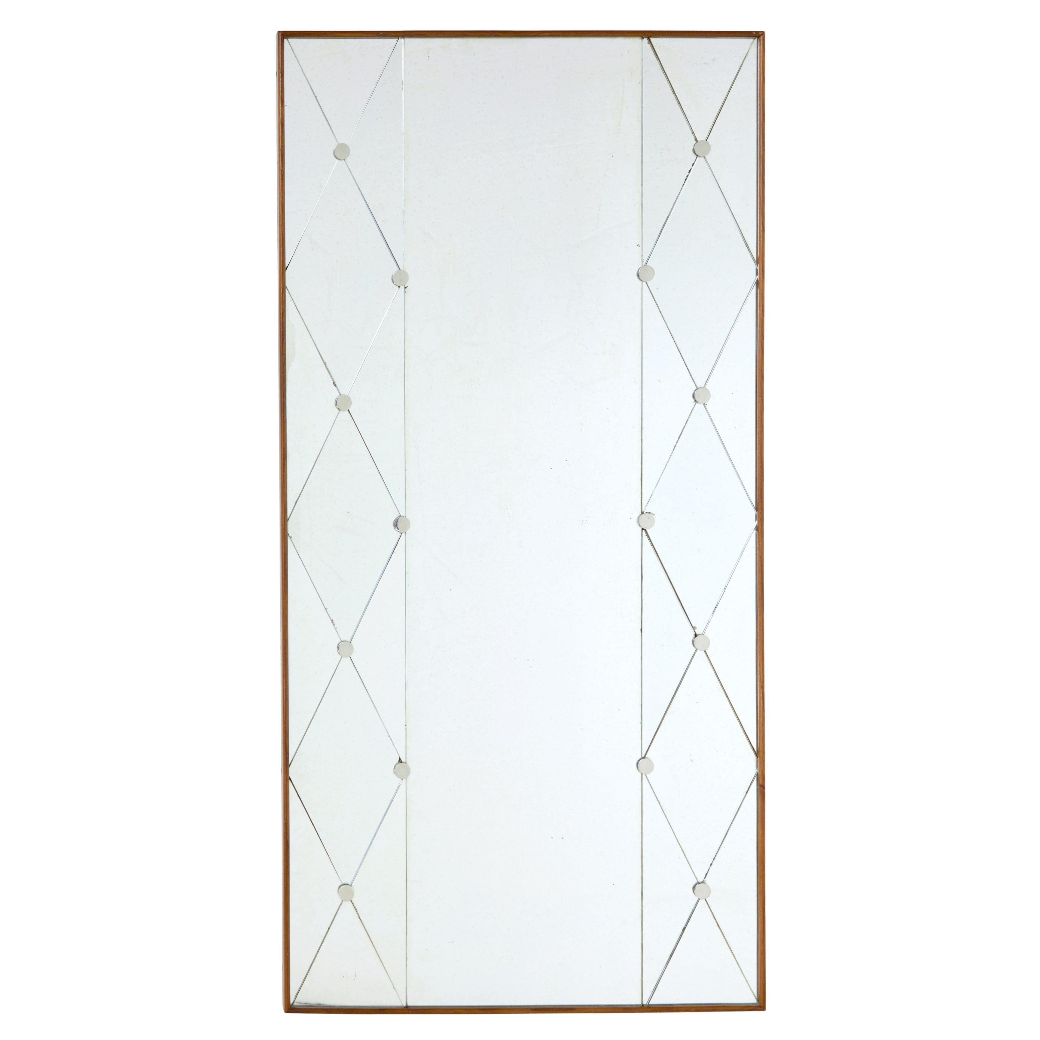 Mid century Swedish segmented portrait wall mirror