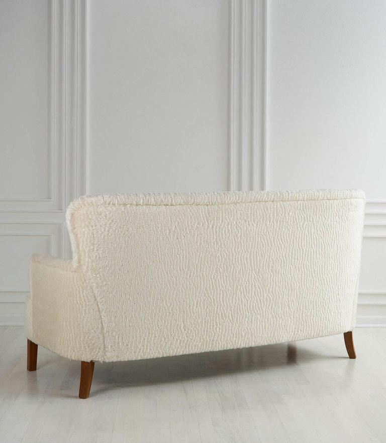 Midcentury Swedish Sofa in Great Plains Ivory Mohair 2