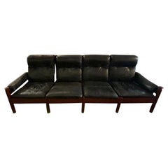Mid-Century Swedish Sofa in Leather by Eric Merthen
