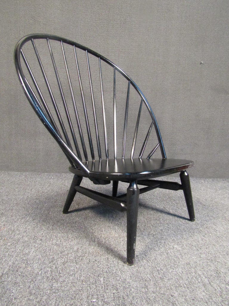 Wood Mid-Century Swedish Spindle Back Peacock Chair For Sale