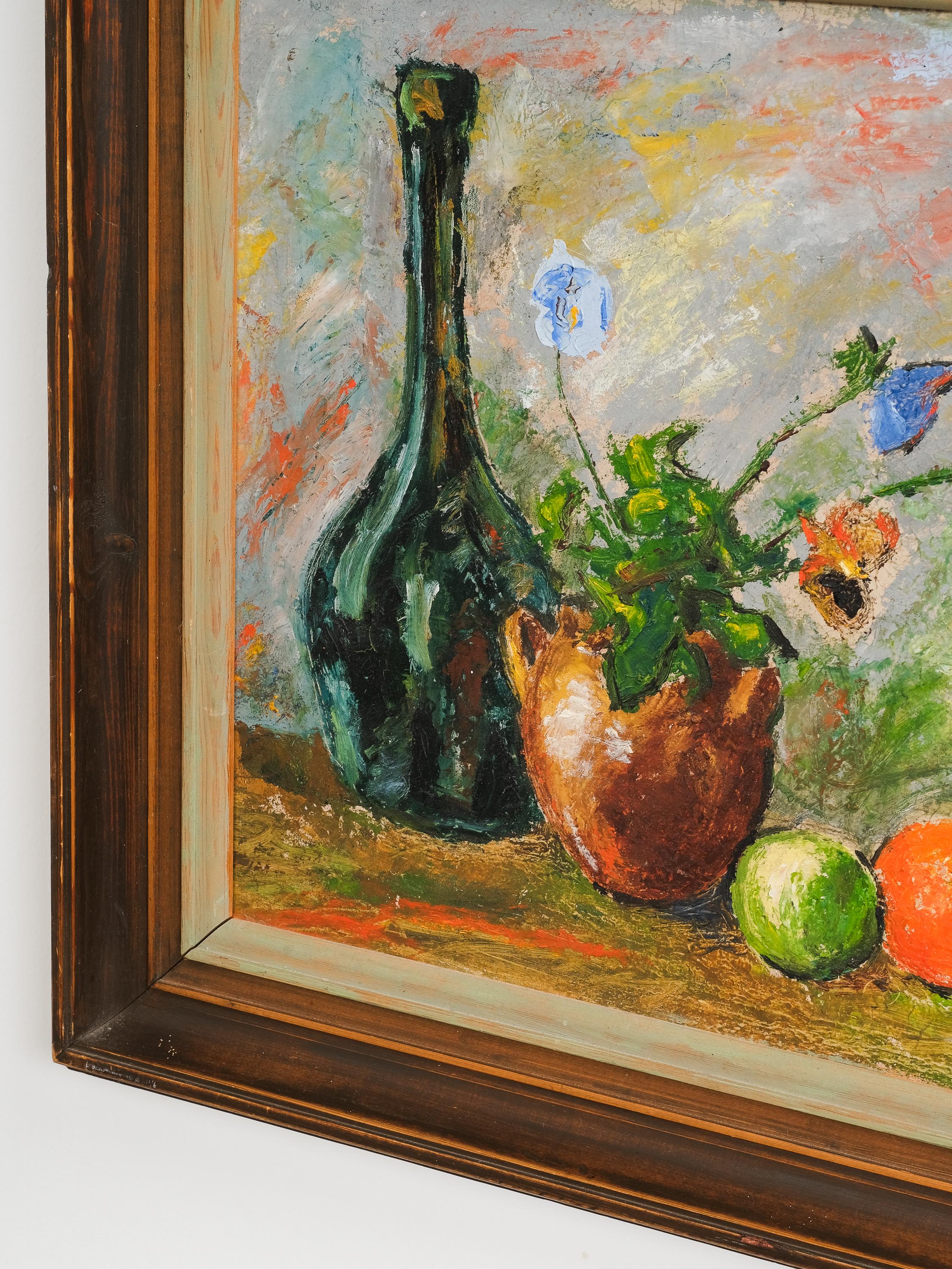 Scandinavian Modern Mid-Century Swedish Still Life Oil Painting, 1940s For Sale