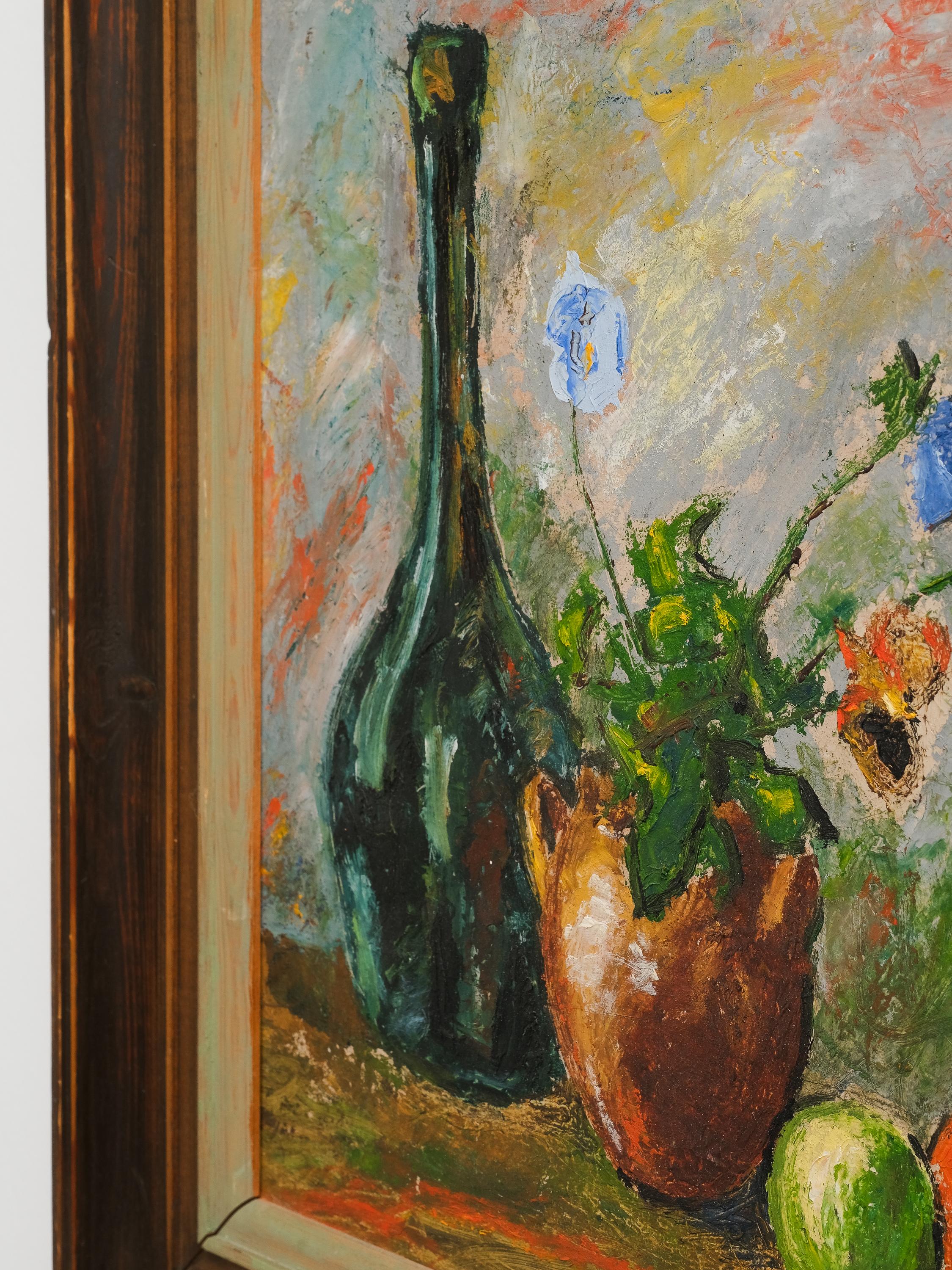 Mid-Century Swedish Still Life Oil Painting, 1940s In Good Condition For Sale In Karis, Nyland