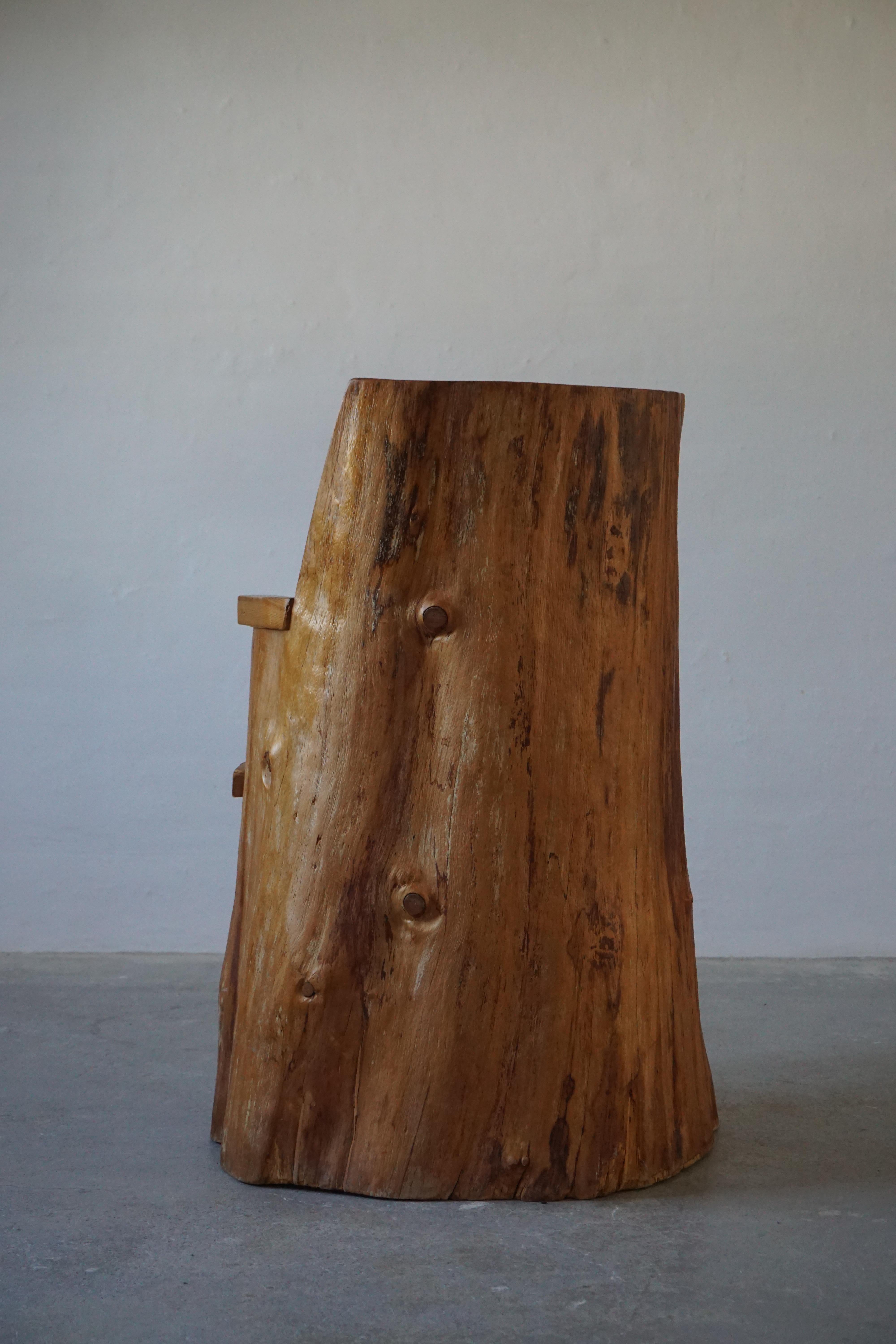 Mid-Century Swedish Stump Pine Chair, Dated 1975 6