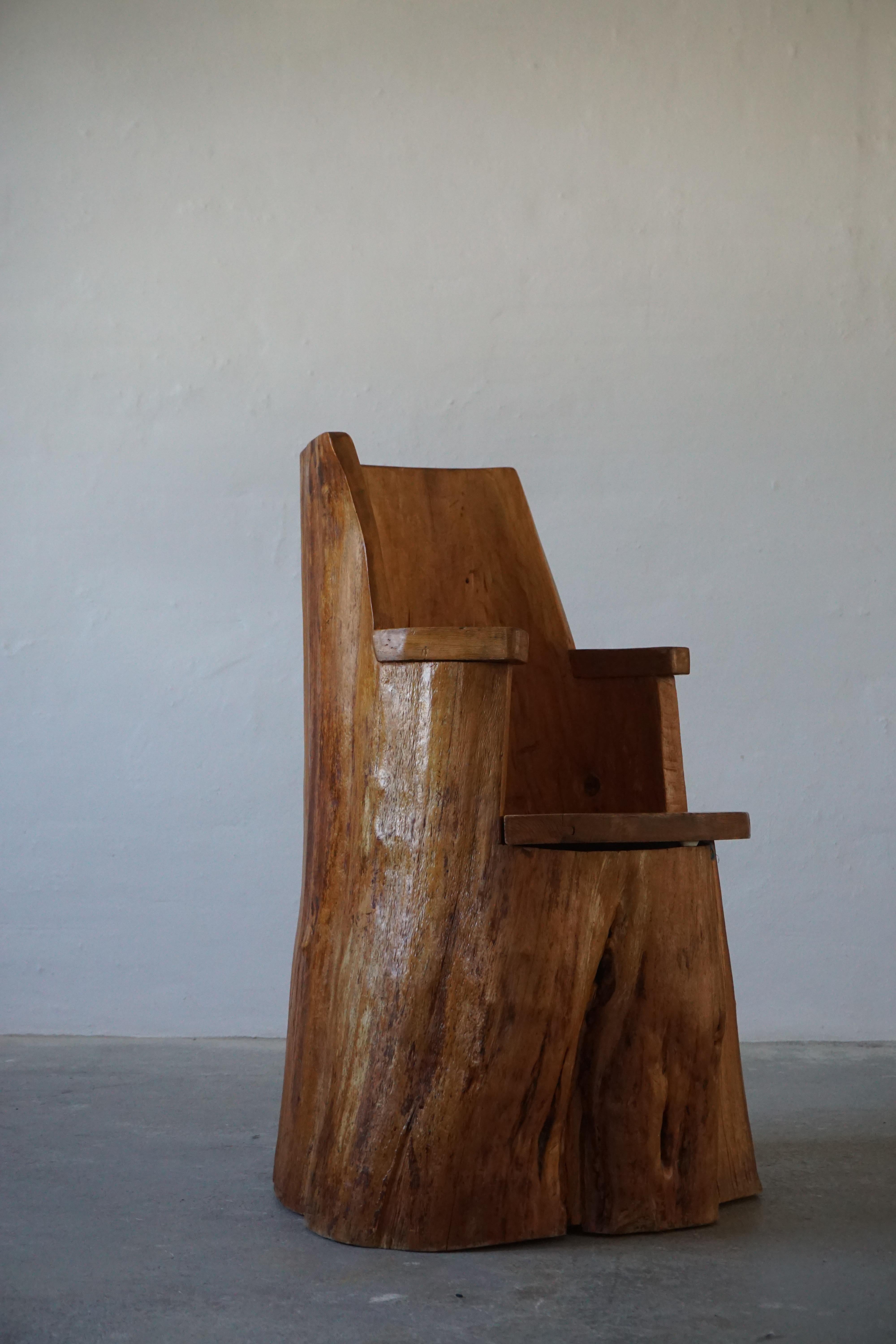 Mid-Century Swedish Stump Pine Chair, Dated 1975 2