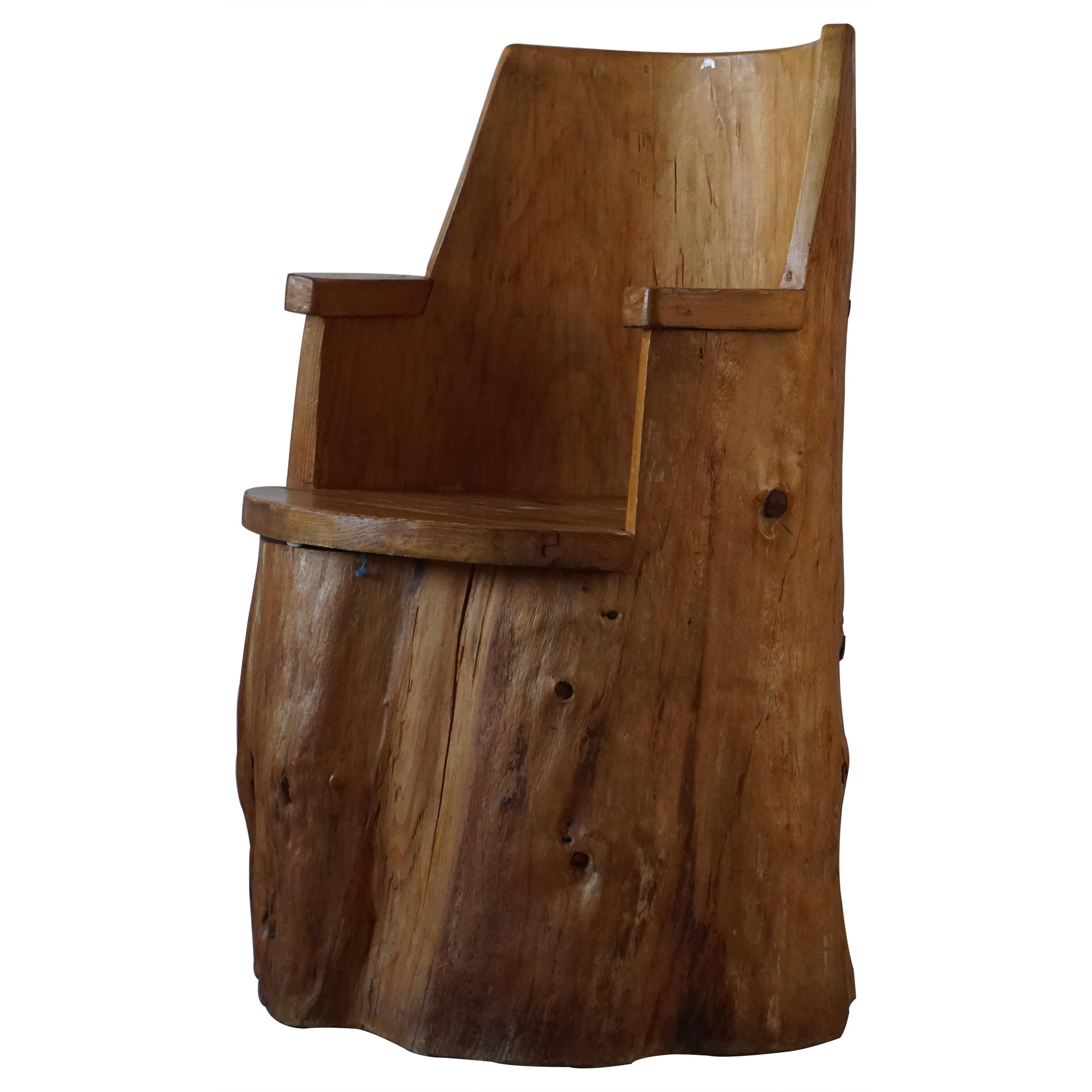 Mid-Century Swedish Stump Pine Chair, Dated 1975