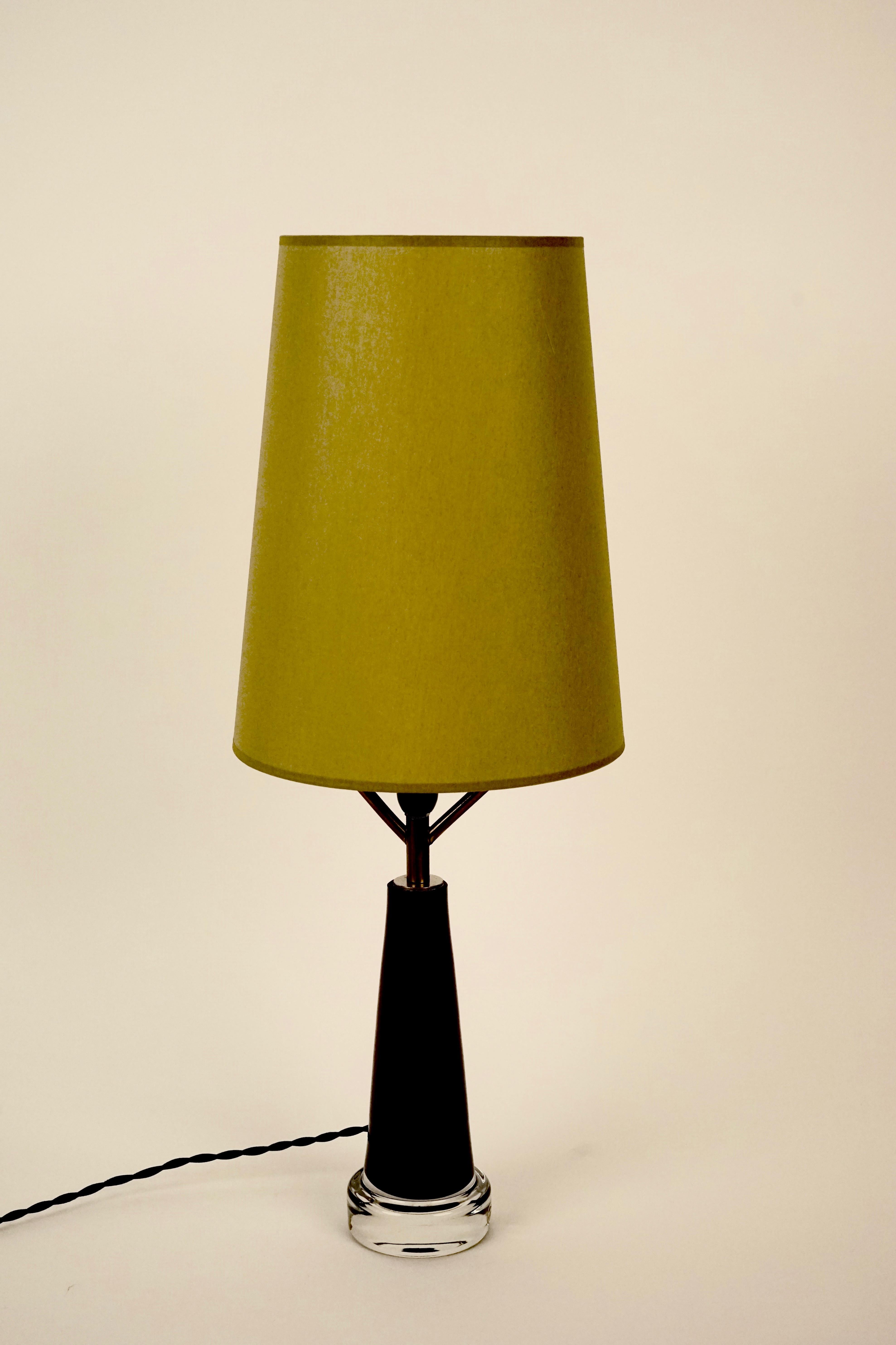 Mid-Century Modern Mid Century Swedish Table Lamp with Glass Base and Green Shade