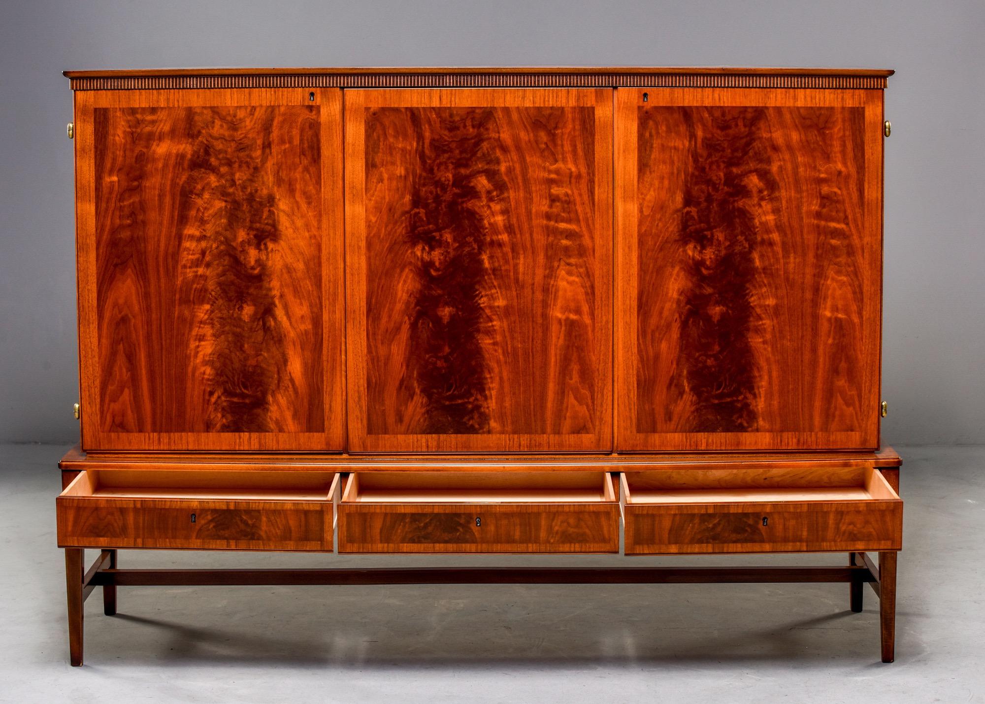 Midcentury Swedish Tall Cabinet-on-Stand Buffet or Credenza 2