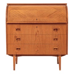 Mid Century Swedish Teak Rolltop Secretary Desk by Egon Ostergaard