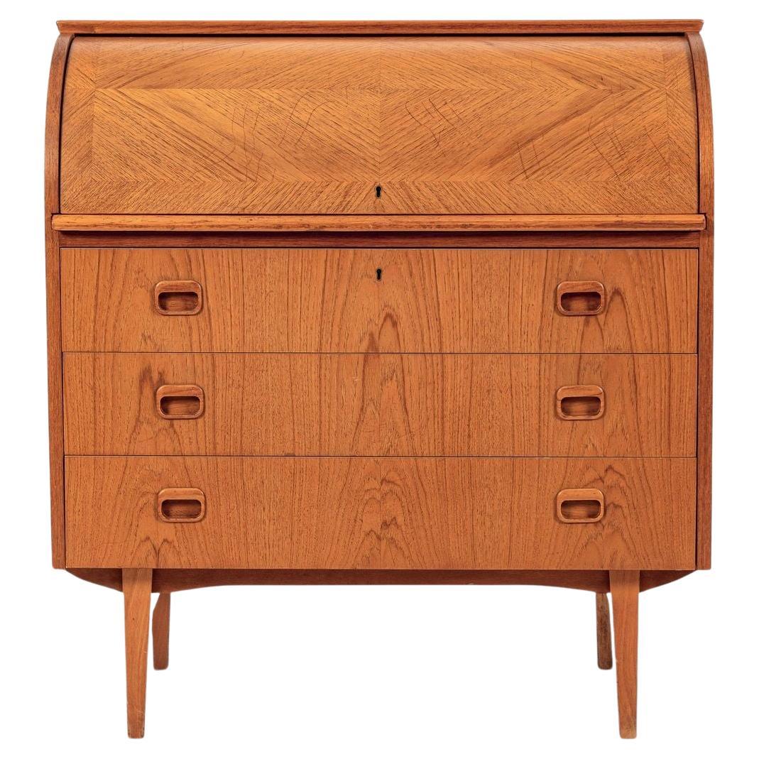 Mid-Century Swedish Teak Rolltop Secretary Desk by Egon Ostergaard For Sale