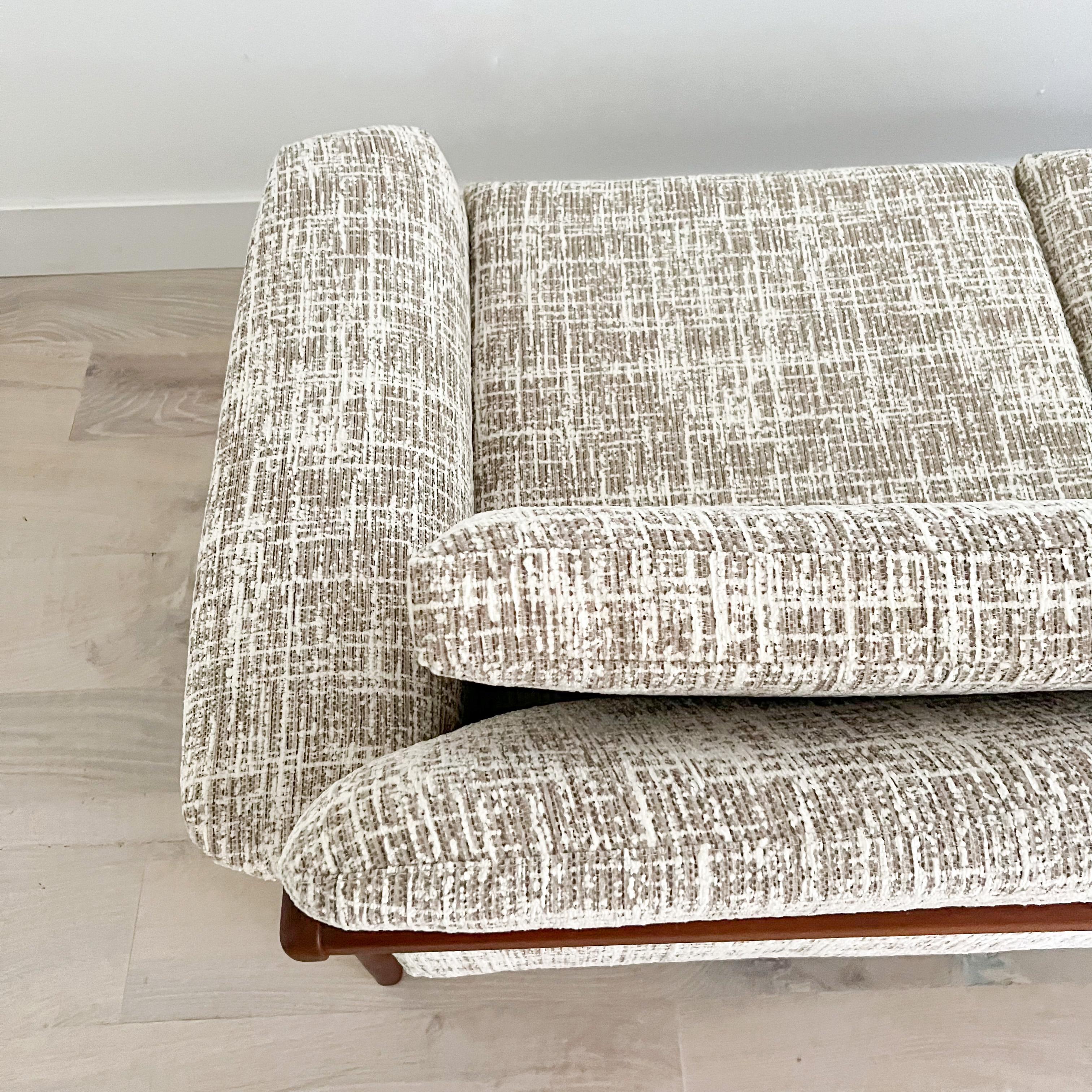 Mid-Century Swedish Teak Sofa by Folke Ohlsson for DUX, New Upholstery 5