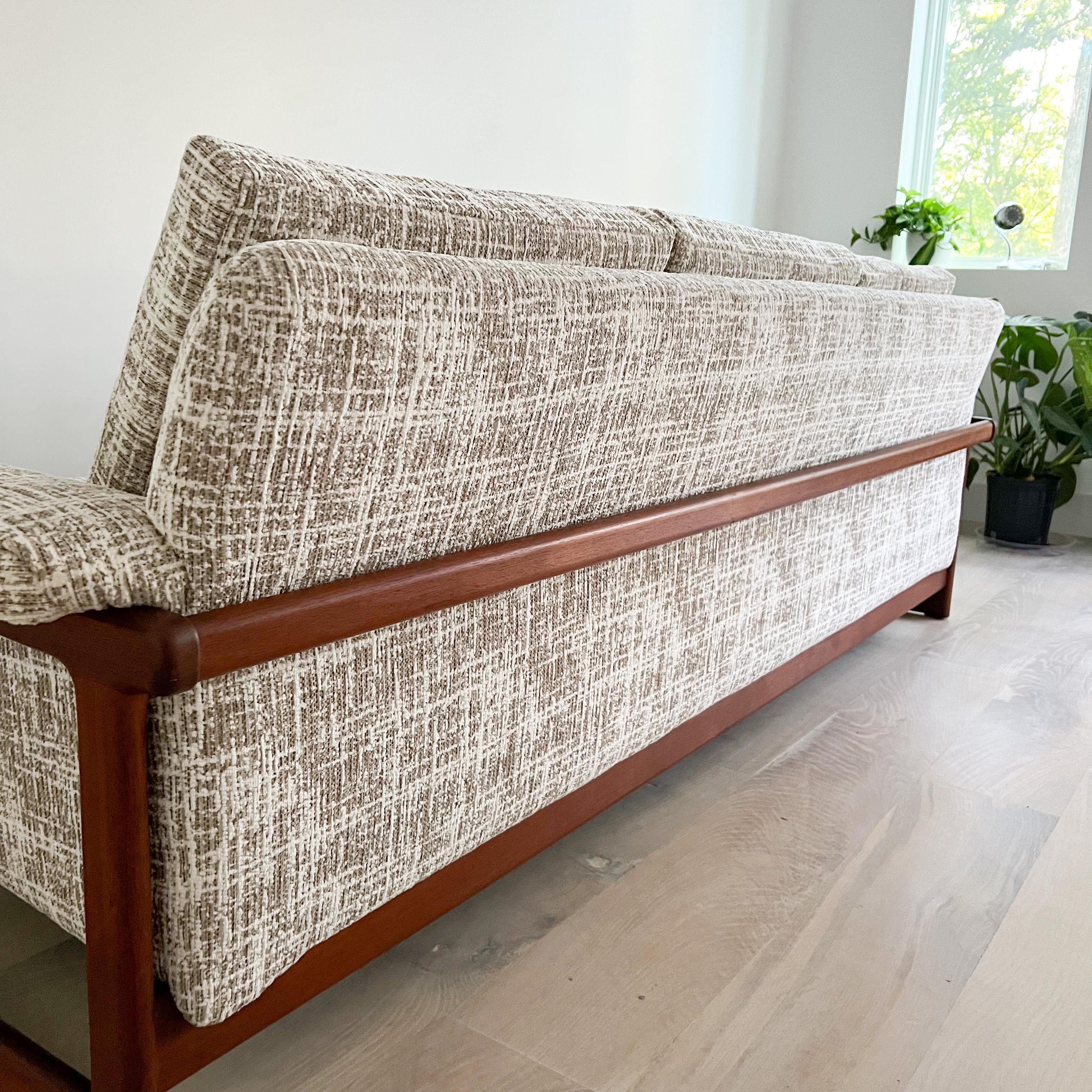 Mid-Century Swedish Teak Sofa by Folke Ohlsson for DUX, New Upholstery 6