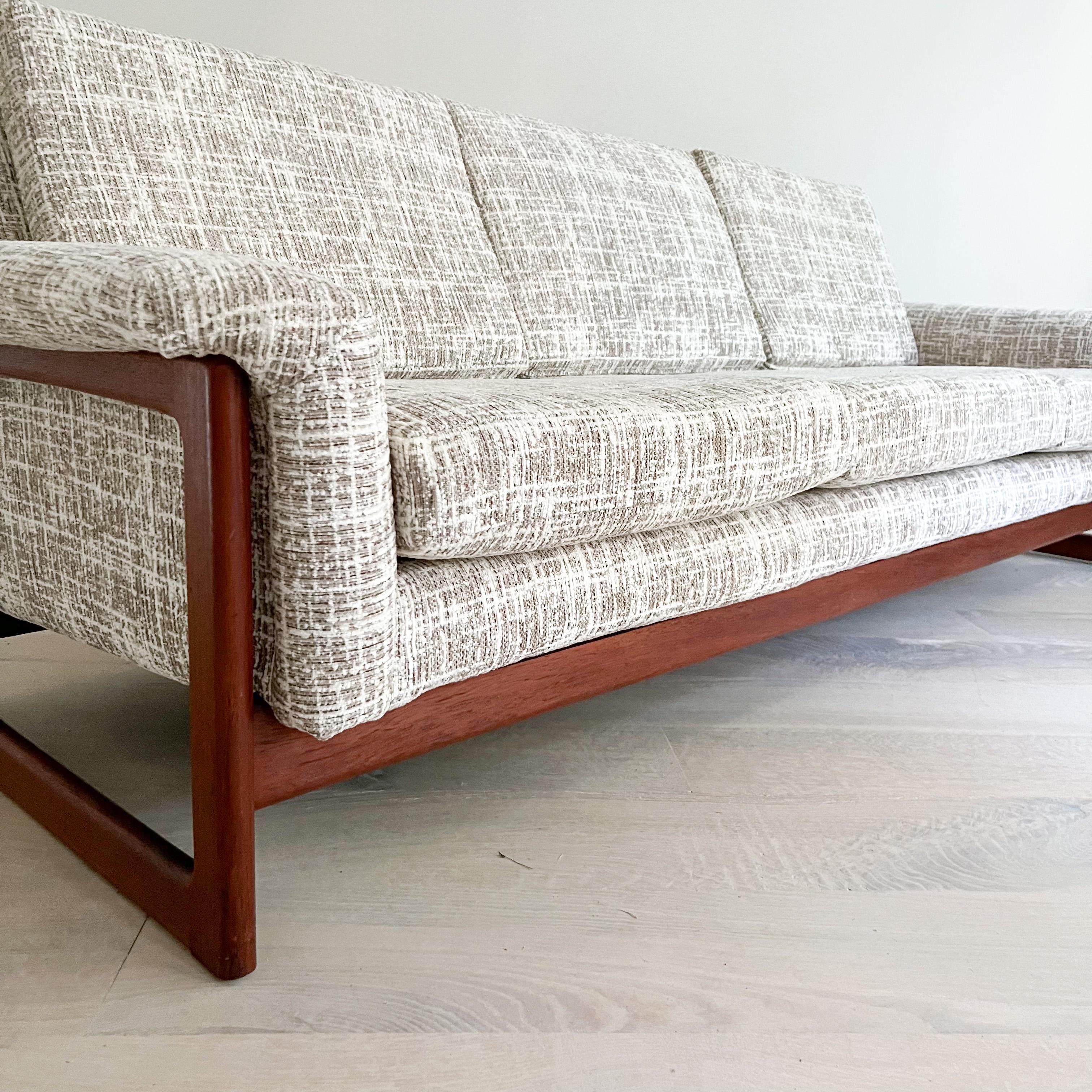 Mid-Century Swedish Teak Sofa by Folke Ohlsson for DUX, New Upholstery 8
