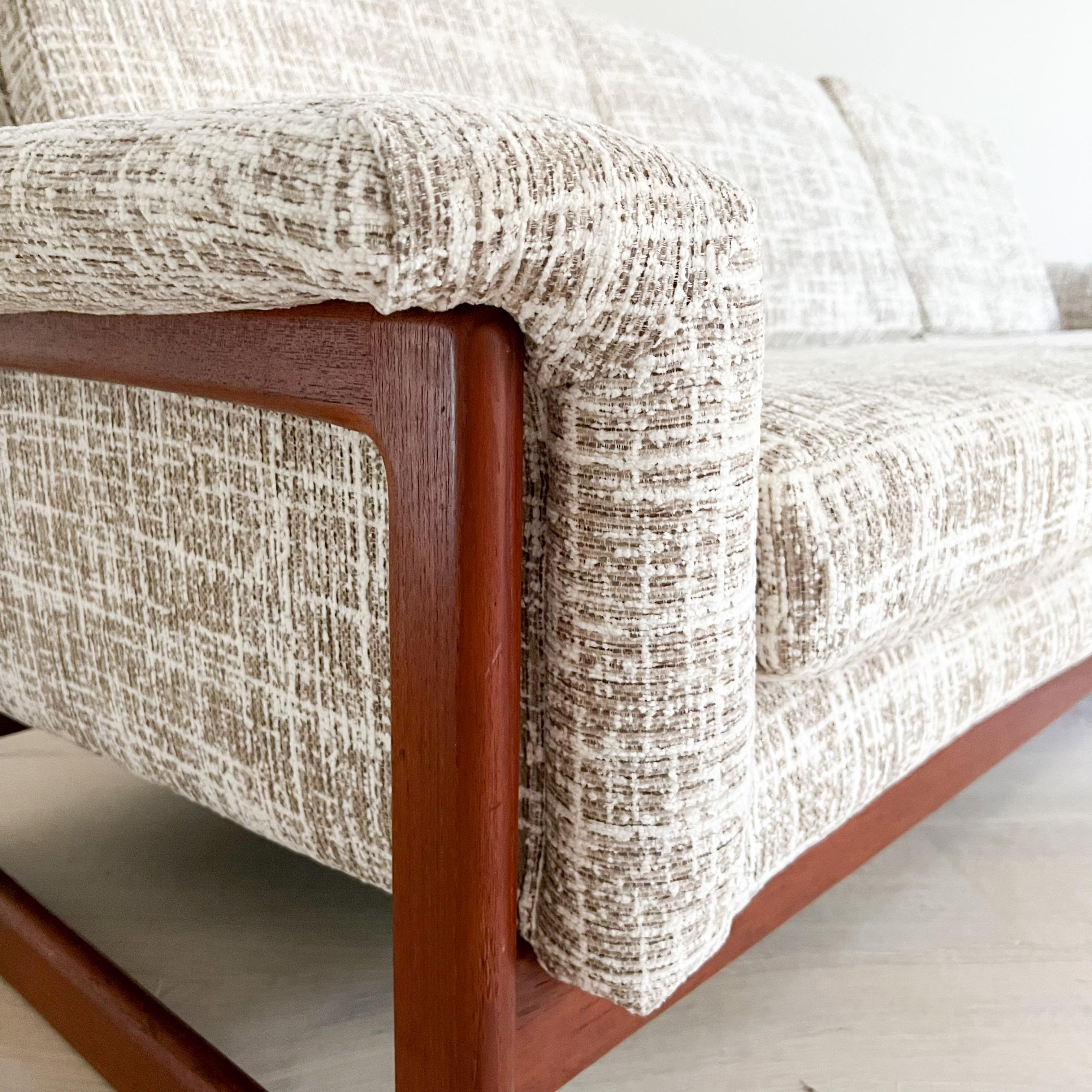 Mid-Century Swedish Teak Sofa by Folke Ohlsson for DUX, New Upholstery 9