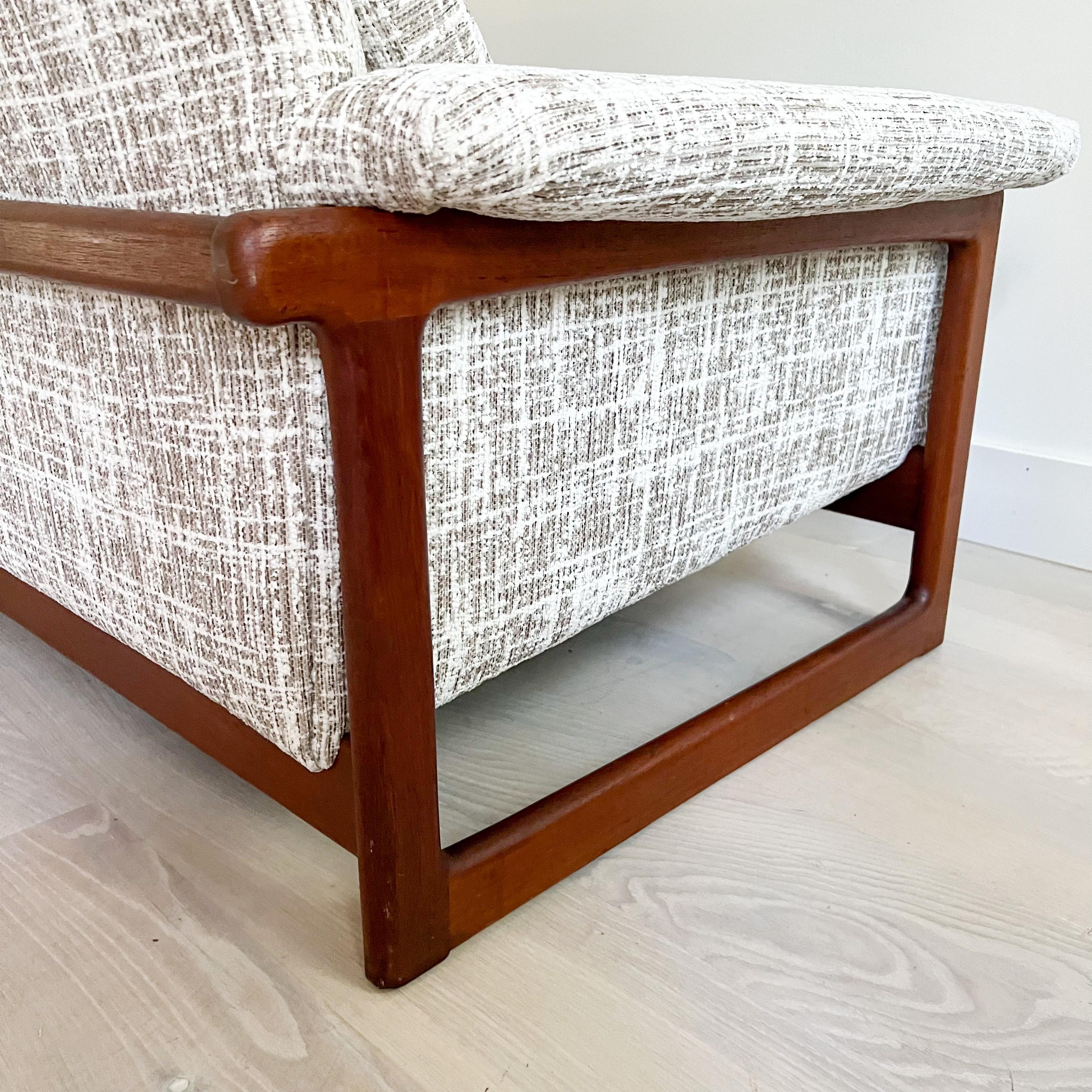 Mid-Century Swedish Teak Sofa by Folke Ohlsson for DUX, New Upholstery In Good Condition In Asheville, NC